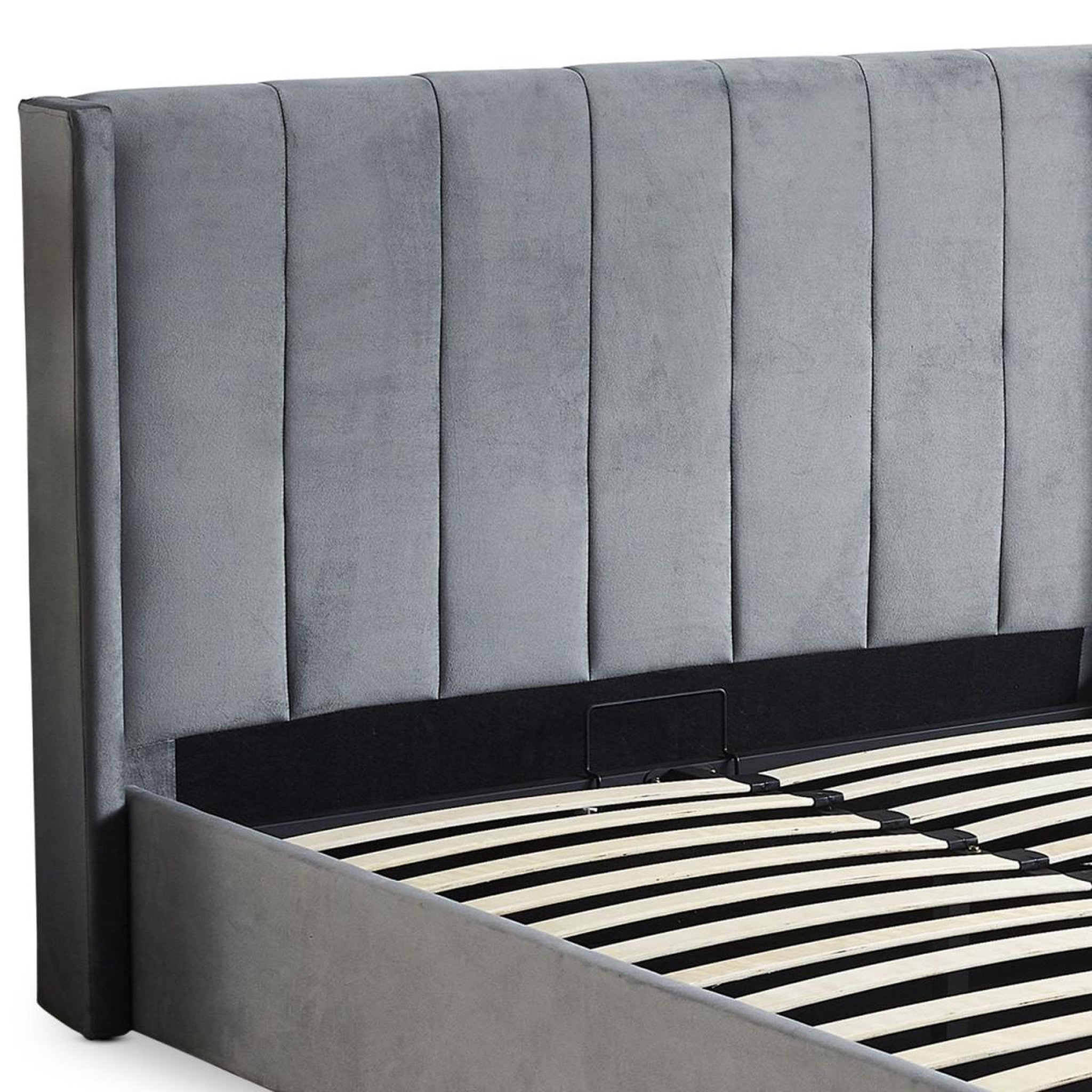 Voir la diapositive 5 : Paris Prix Lit adulte sommier relevable  fady  140x190cm gris