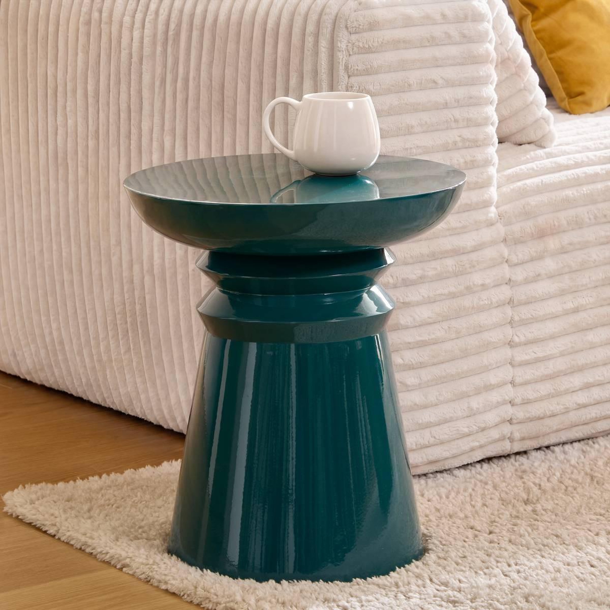 Voir la diapositive 5 : ATMOSPHERA Table d'Appoint Totem  Jaya  43cm Bleu Pétrole