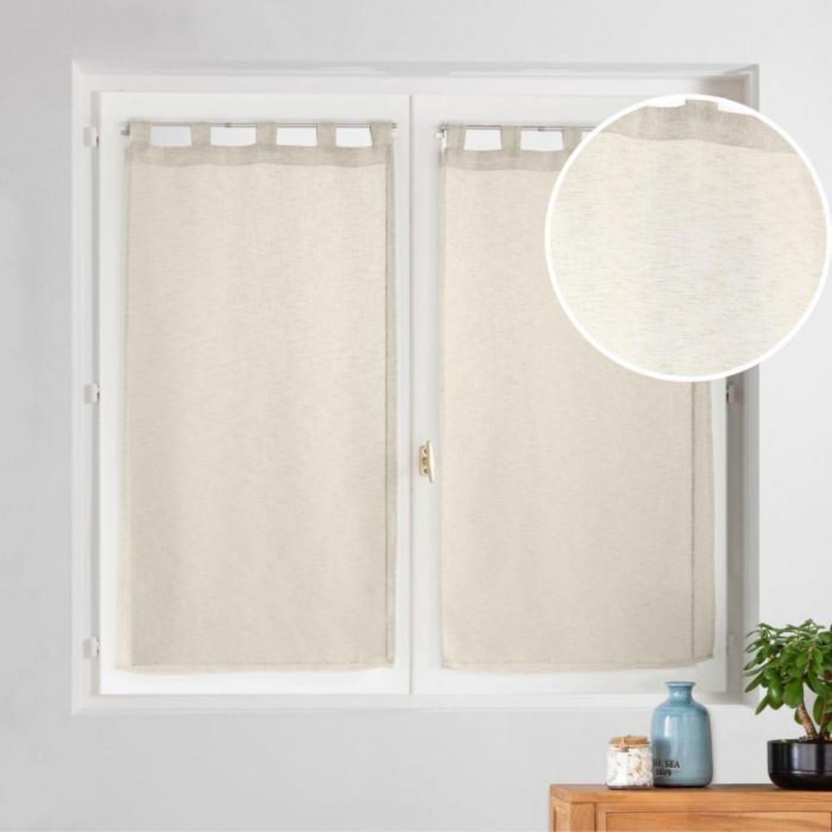 Paris Prix Paire de Voilages à Passants  Carlin  60x120cm Lin