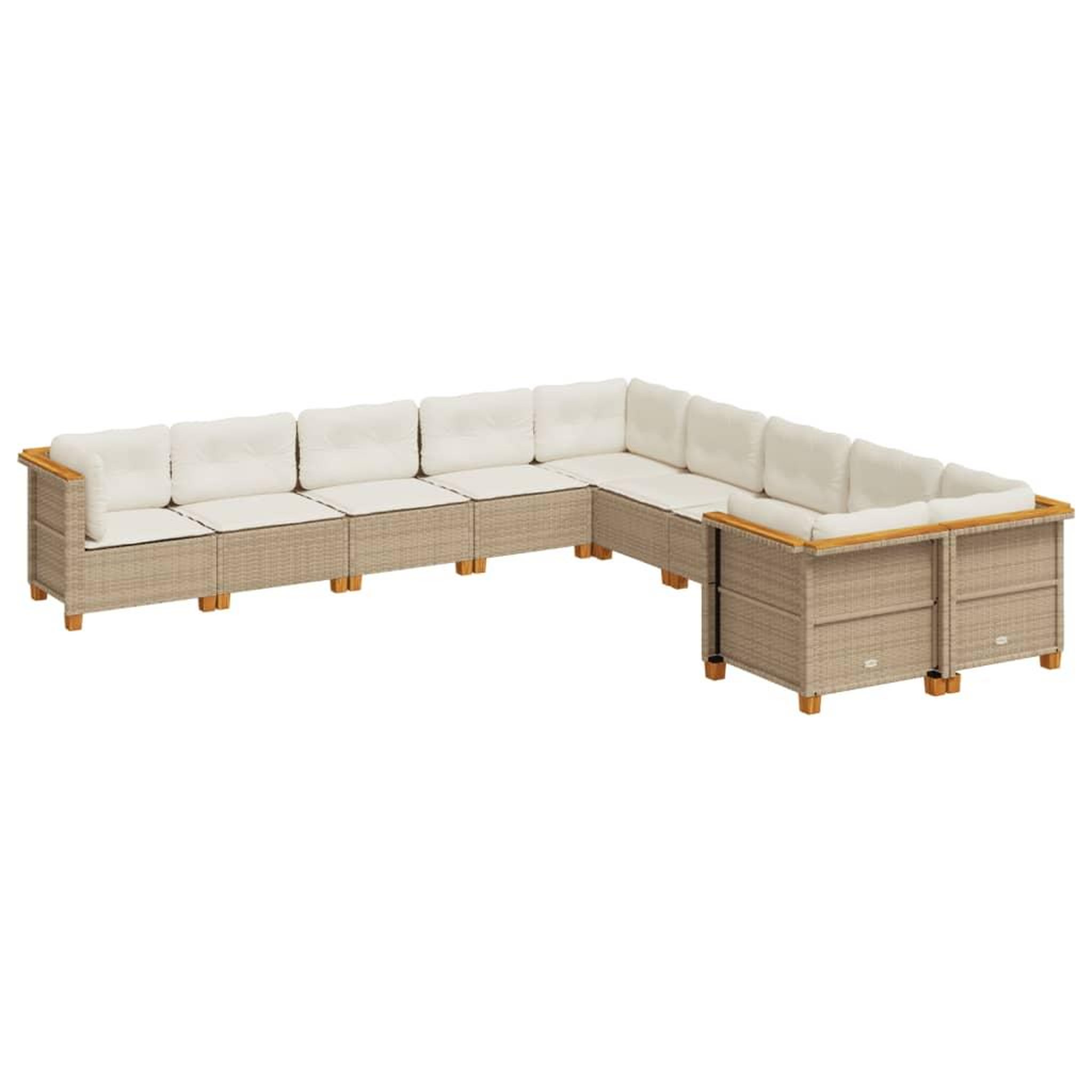Voir la diapositive 2 : VIDAXL Salon de jardin avec coussins 10 pcs beige resine tressee