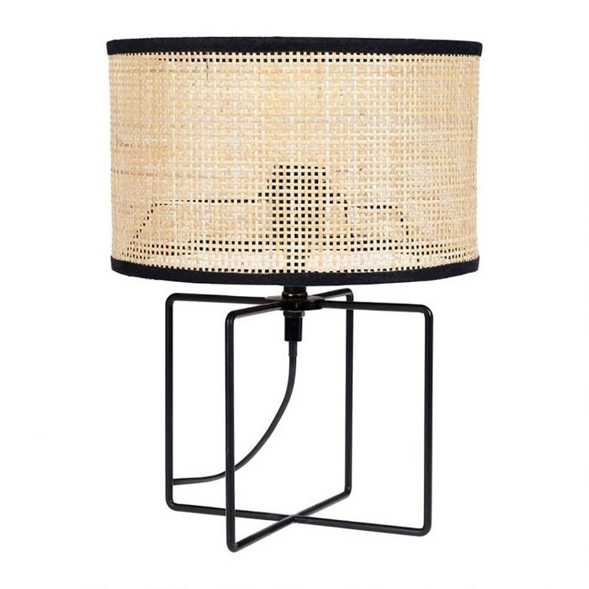 OSTARIA Lampe métal rotin Yuca noir
