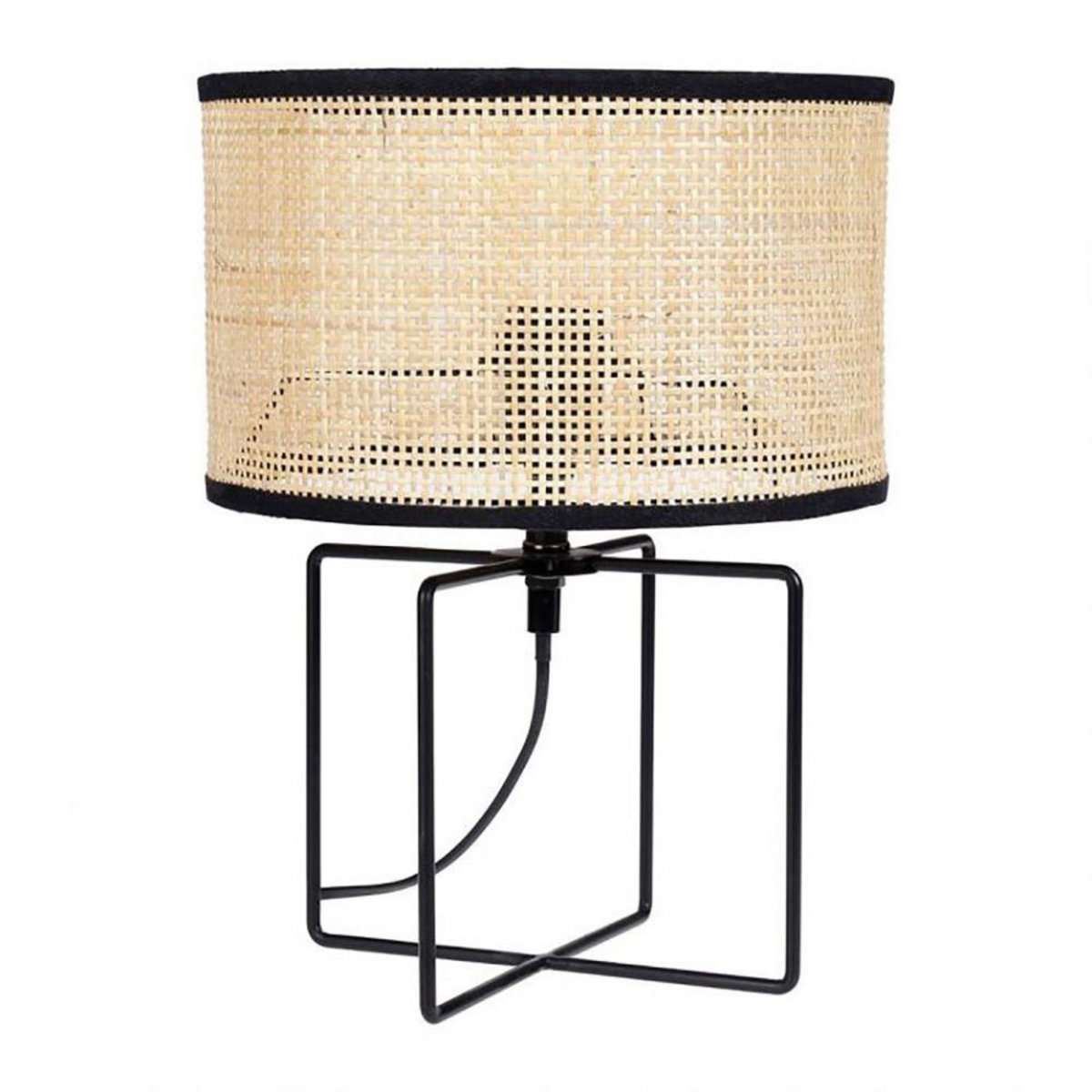 OSTARIA Lampe métal rotin Yuca noir