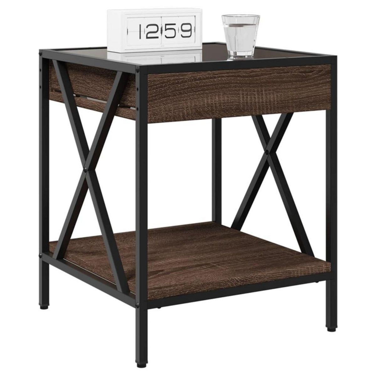VIDAXL Table de chevet avec LED infini chene marron 40x40x49 cm