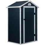 OUTSUNNY Abri de jardin - cabanon porte verrouillable, fenêtre - dim. 1,34L x 1,04l x 2,04H m - résine PP ondulée anthracite