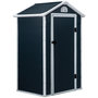 Voir la diapositive 1 : OUTSUNNY Abri de jardin - cabanon porte verrouillable, fenêtre - dim. 1,34L x 1,04l x 2,04H m - résine PP ondulée anthracite