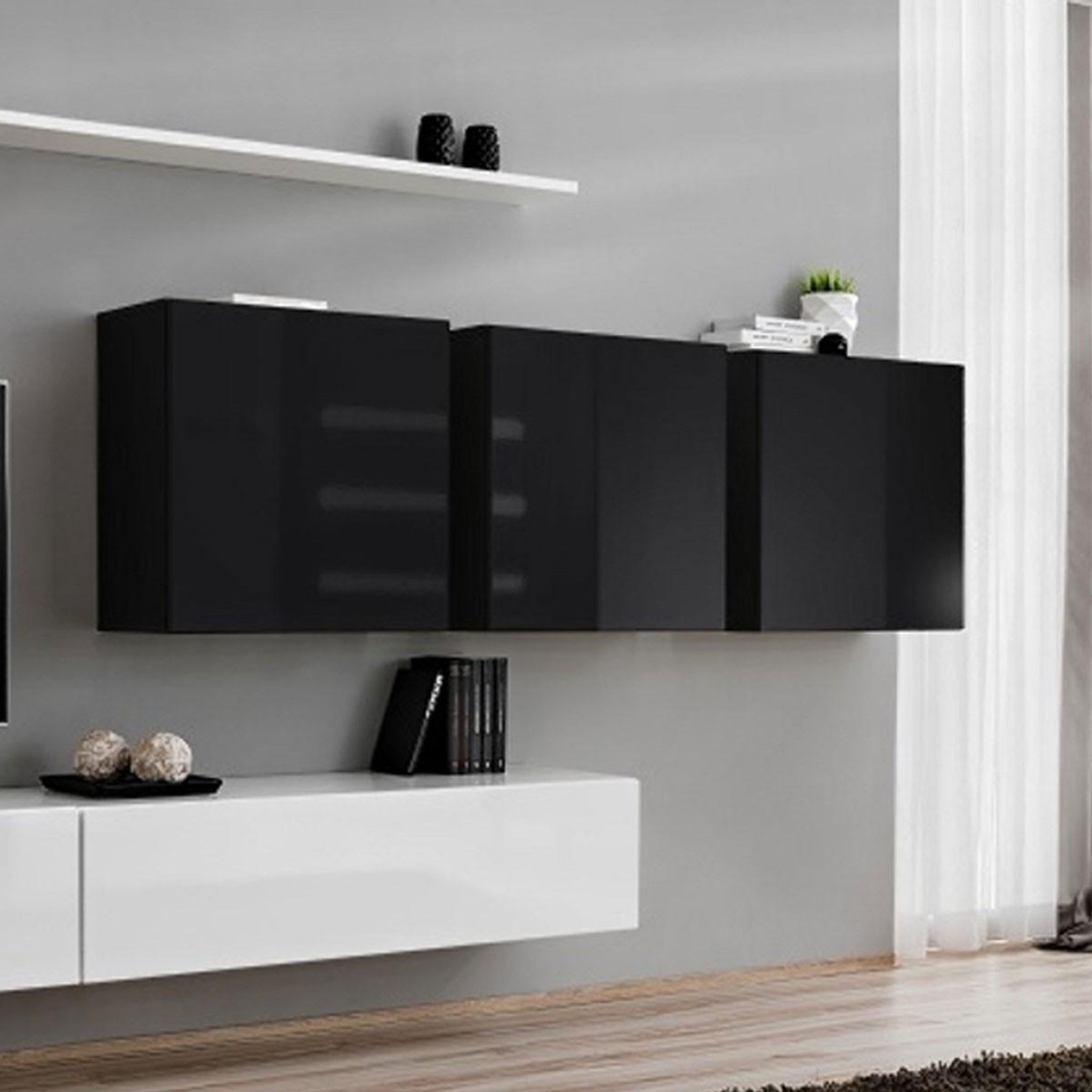 Voir la diapositive 3 : Paris Prix Meuble tv mural design  switch vii  340cm blanc & noir