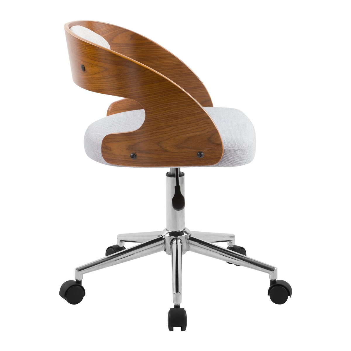 Rendez vous déco Chaise de bureau pivotante et réglable en bois et tissu gris-Louis