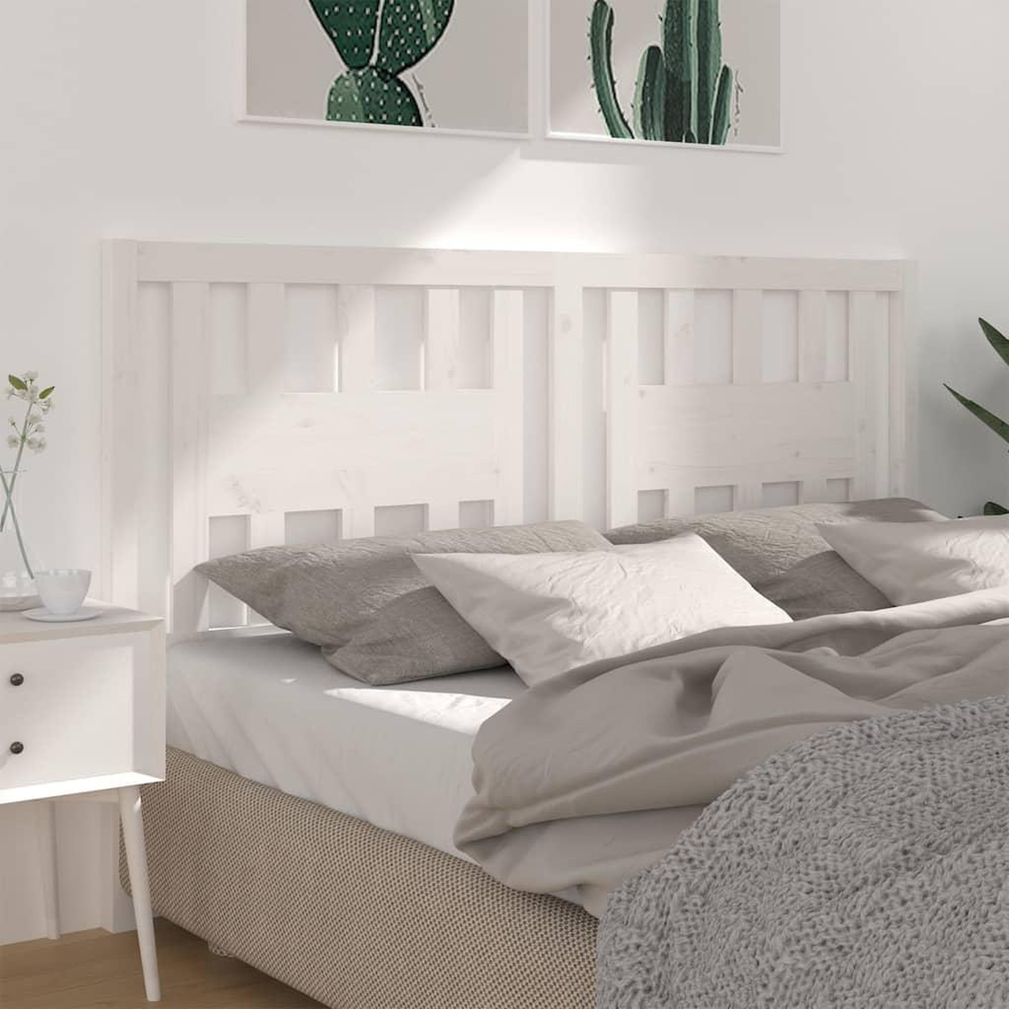 Voir la diapositive 1 : VIDAXL Tete de lit Blanc 146x4x100 cm Bois massif de pin