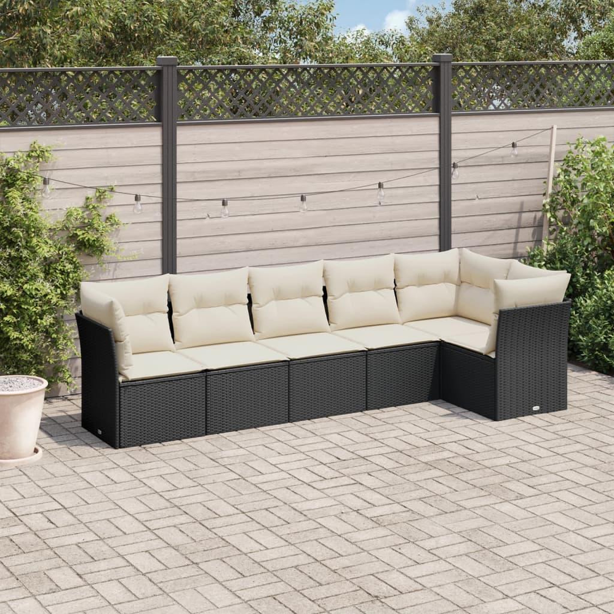 VIDAXL Salon de jardin 6 pcs avec coussins noir resine tressee