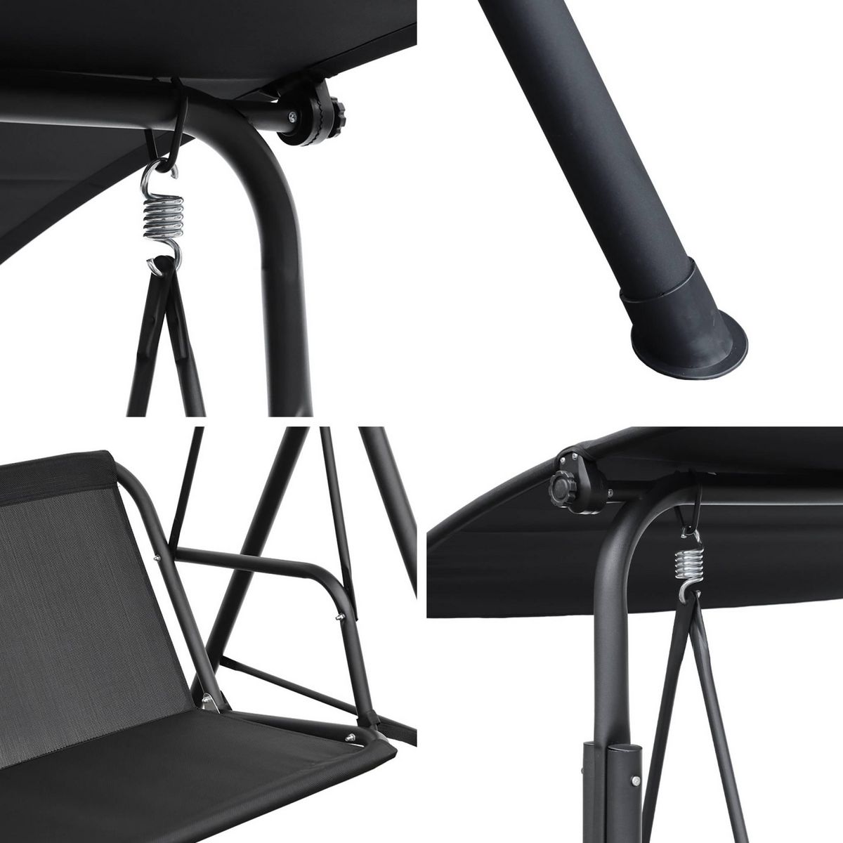 SWEEEK Balancelle de jardin pour deux personnes balancelle structure en acier. assise en textilène avec auvent inclus en polyester 160g/m2