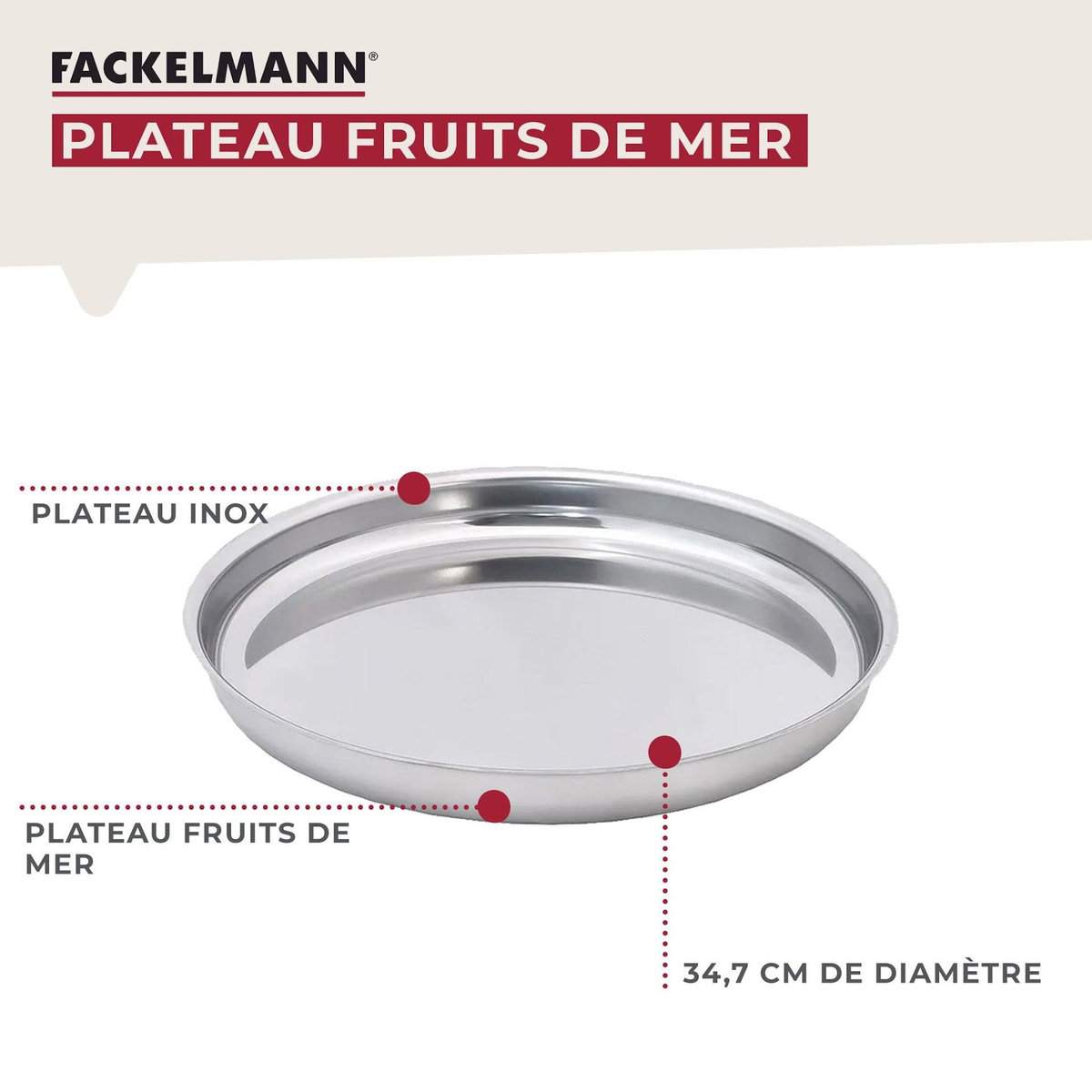 Fackelmann Lot de 2 plateaux pour fruits de mer 34,7 cm Fackelmann Spécialités Culinaires