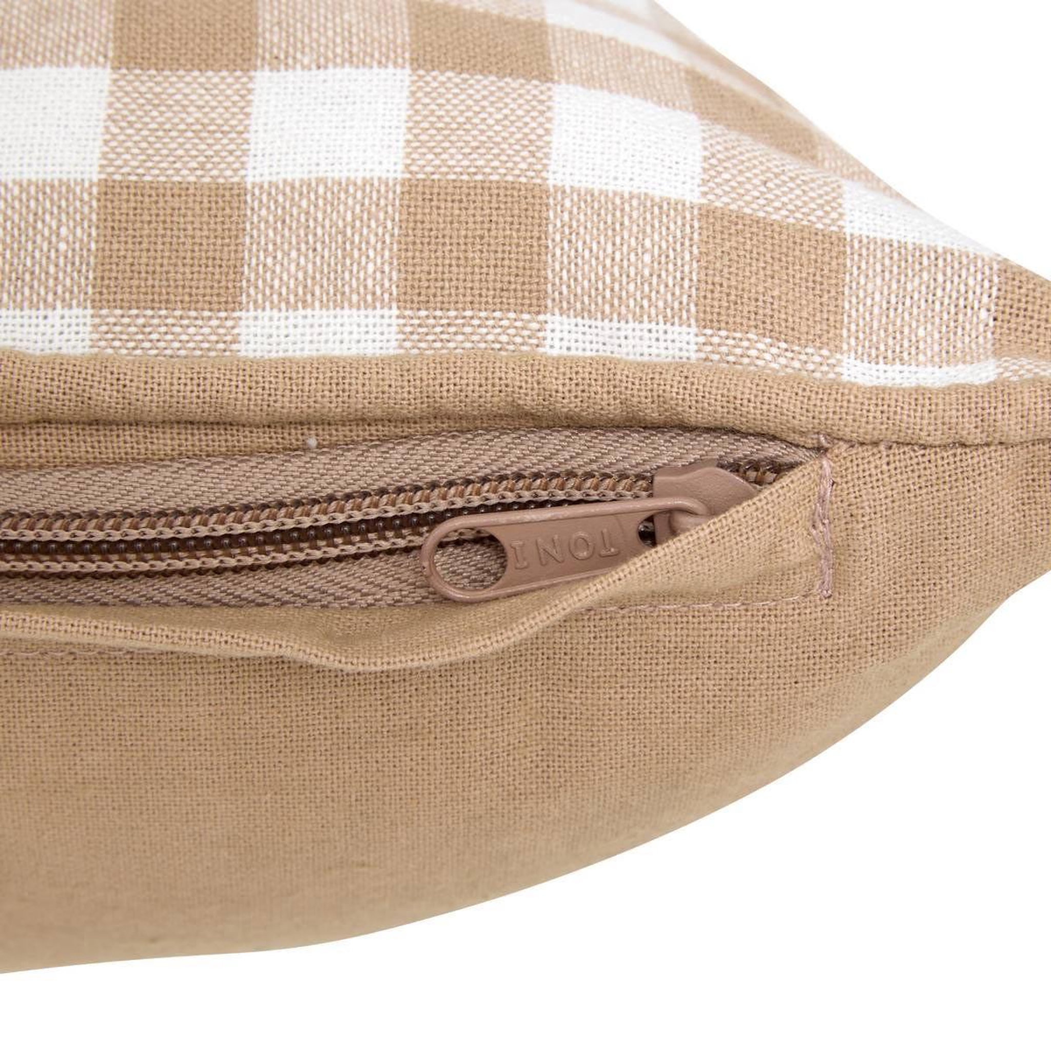 Voir la diapositive 2 : ATMOSPHERA Coussin déco imprimé vichy  groove  30x50cm beige