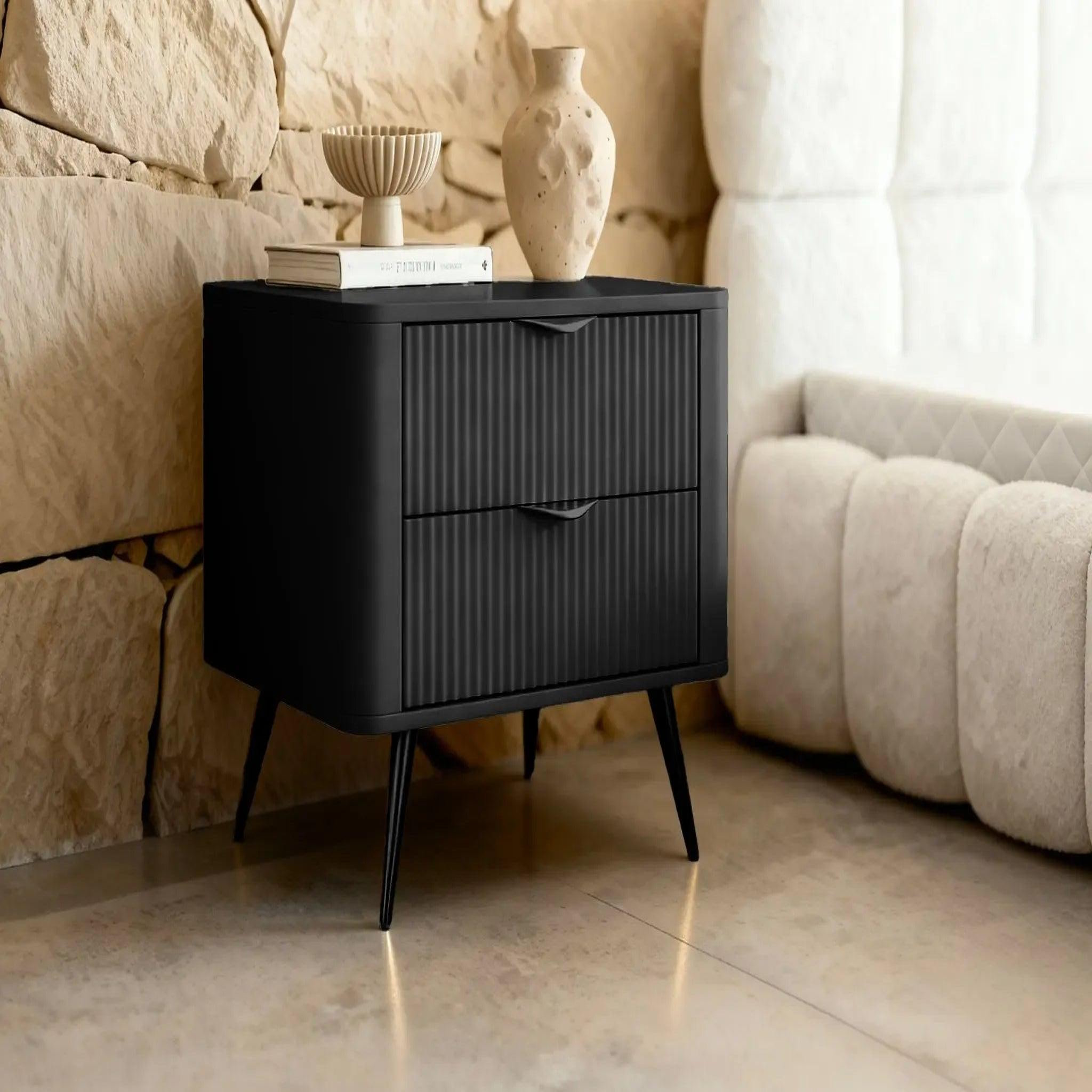 Voir la diapositive 3 : CASANOVA PARIS Joudy - table de chevet 63cmeffet rainuré