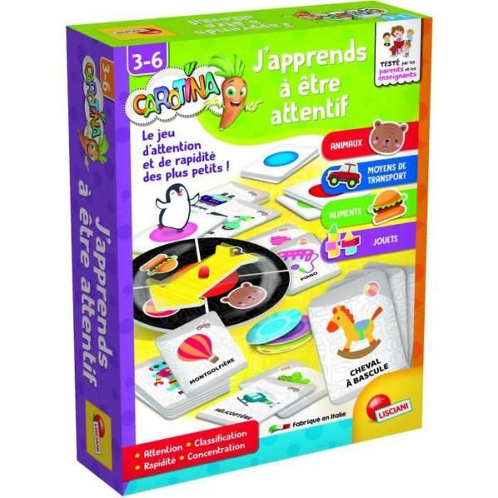 LISCIANI GIOCHI J'apprends a etre attentif - carotina - apprendre a se concentrer et a rester attentif - lisciani
