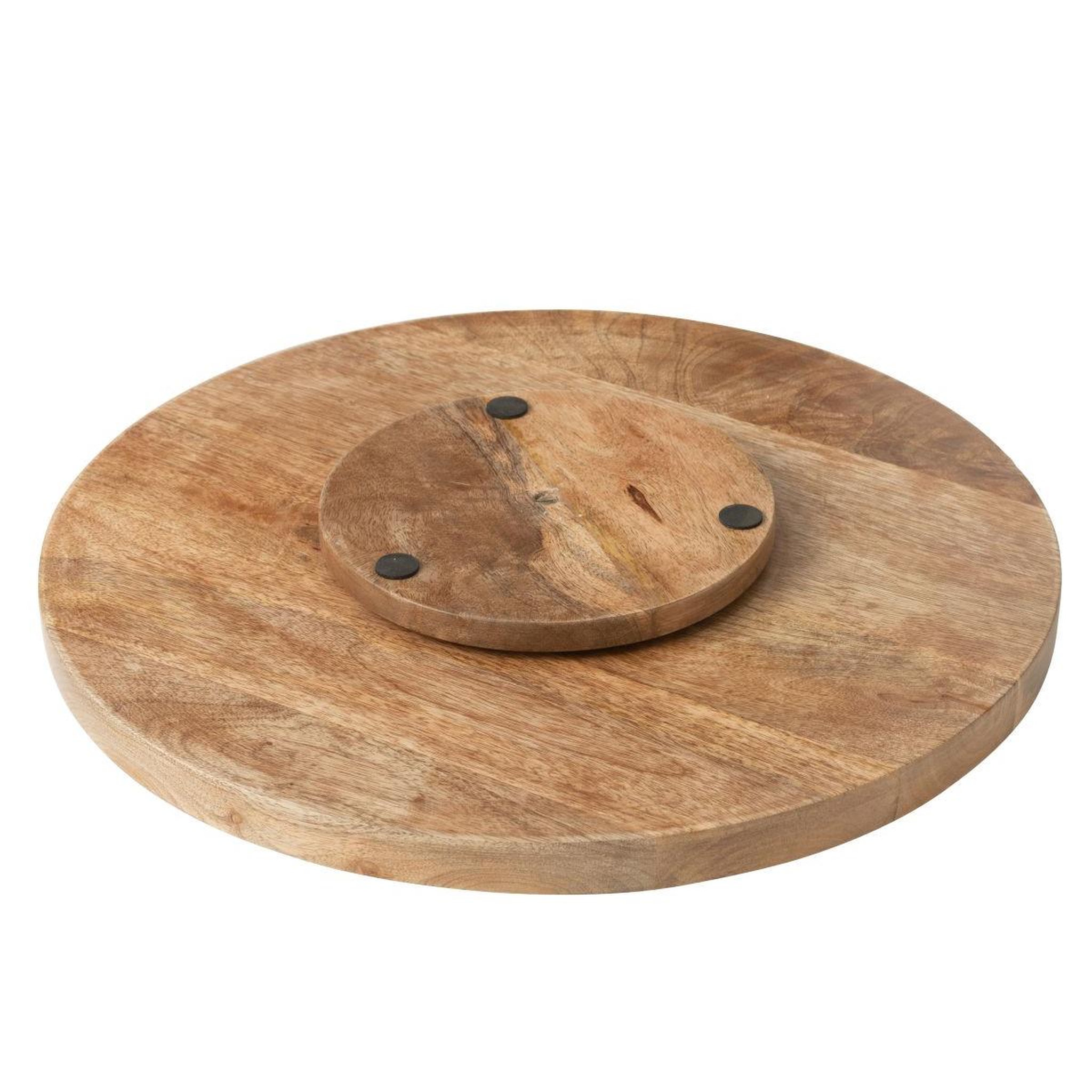 Voir la diapositive 2 : J-LINE Plateau tournant en bois  aurelio  45cm bleu & blanc