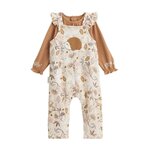 Petit Béguin Ensemble salopette bébé en molleton et t-shirt Chincha. Coloris disponibles : Beige