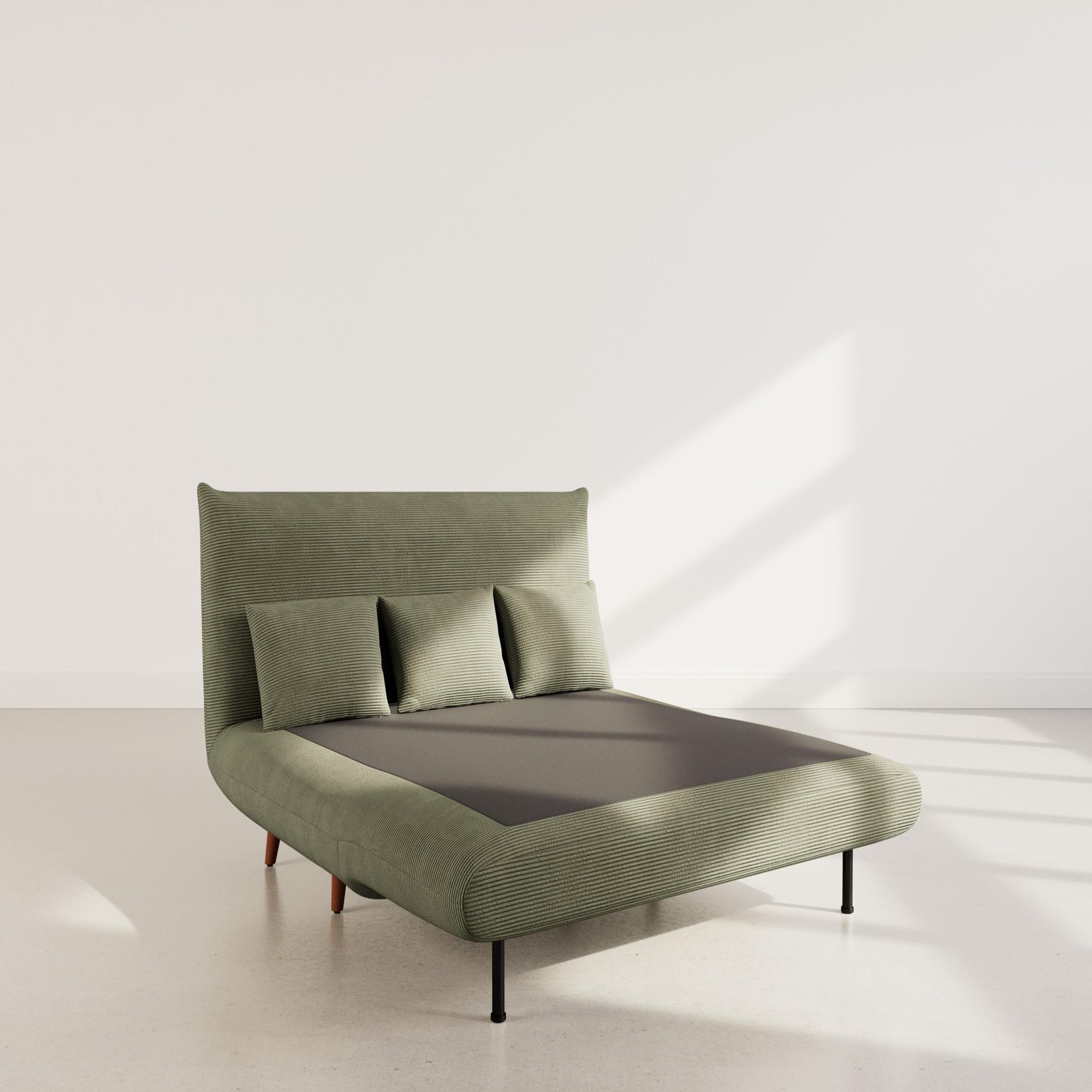Voir la diapositive 2 : BEST MOBILIER Lumi - banquette convertible clic-clac 2 places en velours côtelé