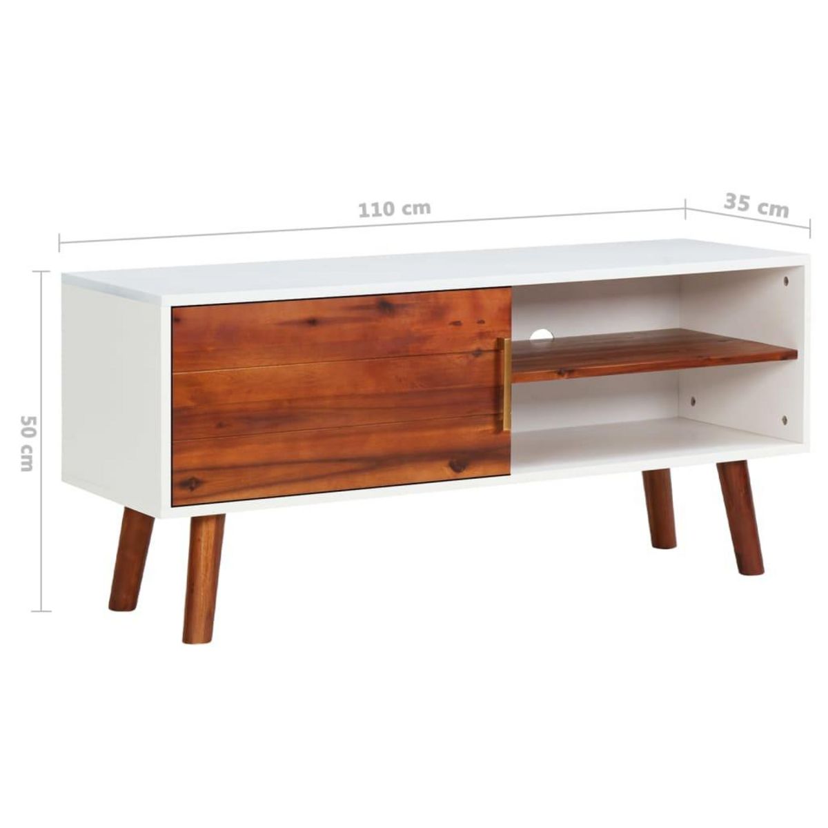 VIDAXL Meuble TV 110x35x50 cm Bois d'acacia solide et MDF