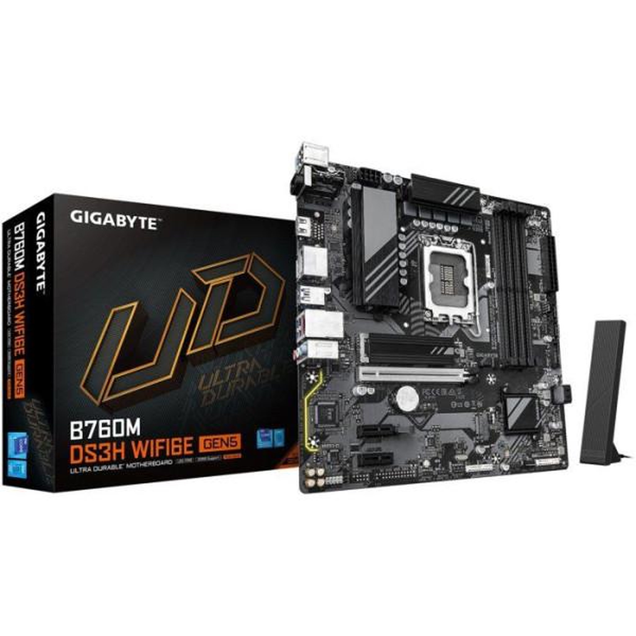Gigabyte Carte mere - GIGABYTE - B760M DS3H WF6E GEN5 - Format Micro-ATX - Chipset Intel B760 - WiFi 6E & PCIe 5.0