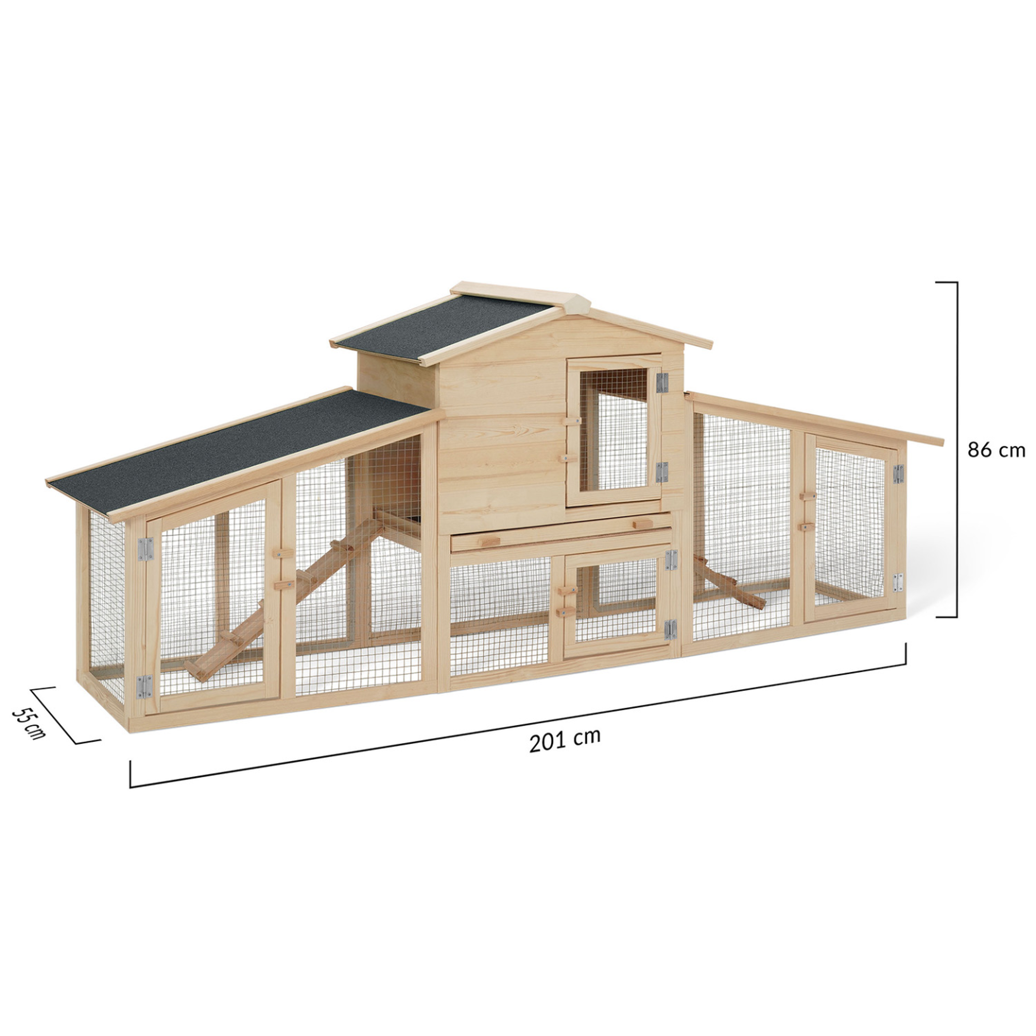 Voir la diapositive 4 : ID MARKET Poulailler clapier en bois xxl avec enclos et tiroir à déjections 2 poules