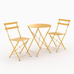 Rendez vous déco Table ronde et chaises de jardin pliantes 2 places en métal jaune-Kayla
