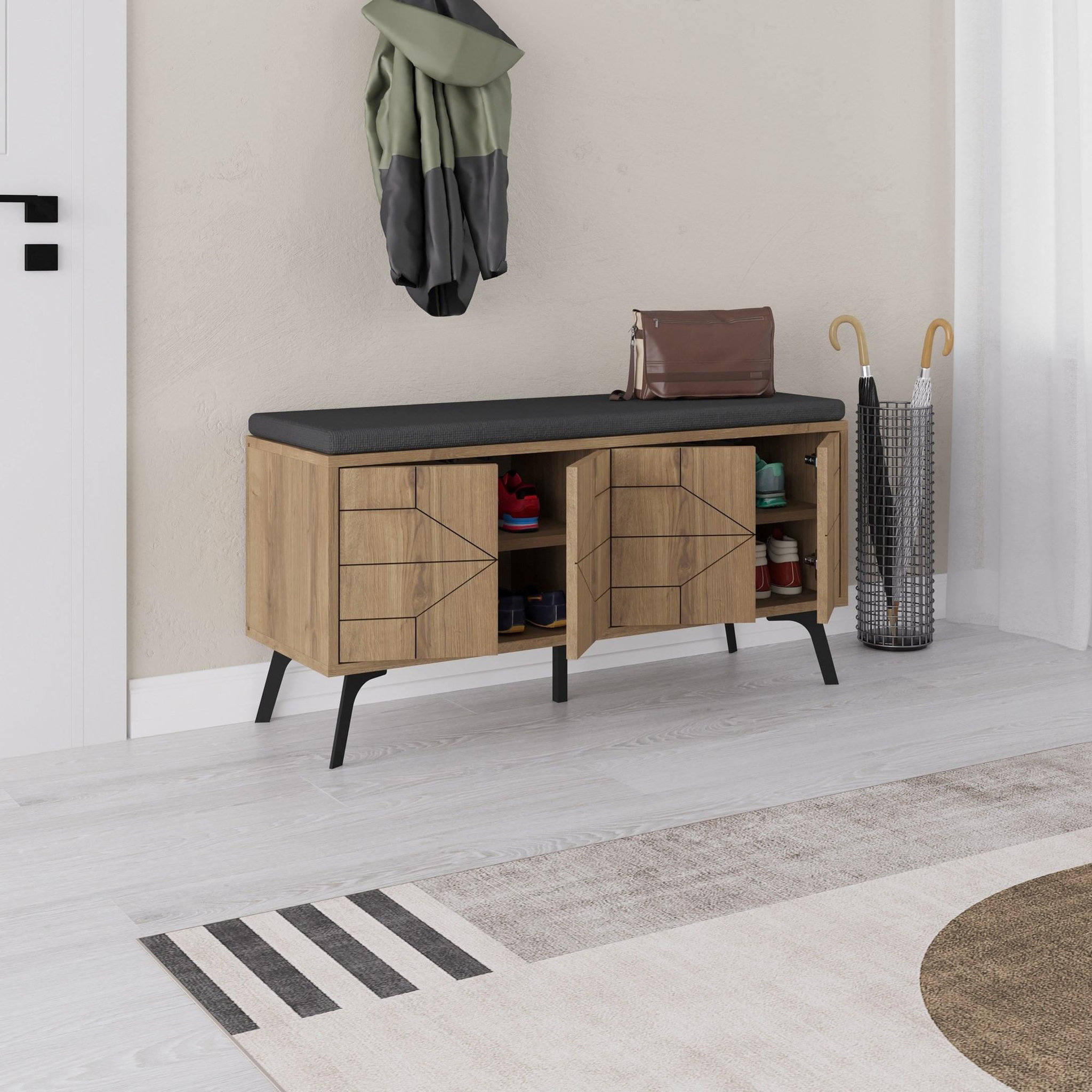 Voir la diapositive 4 : Habitat et Jardin Meuble à chaussures en bois  dune  - 107 x 35 x 55 cm - marron