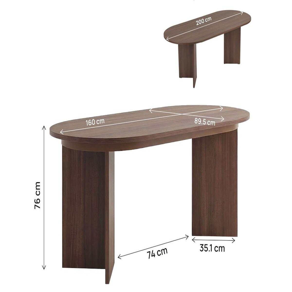 Habitat et Jardin Table repas extensible en bois 160/200 cm  Sorell  - 8 places - Marron