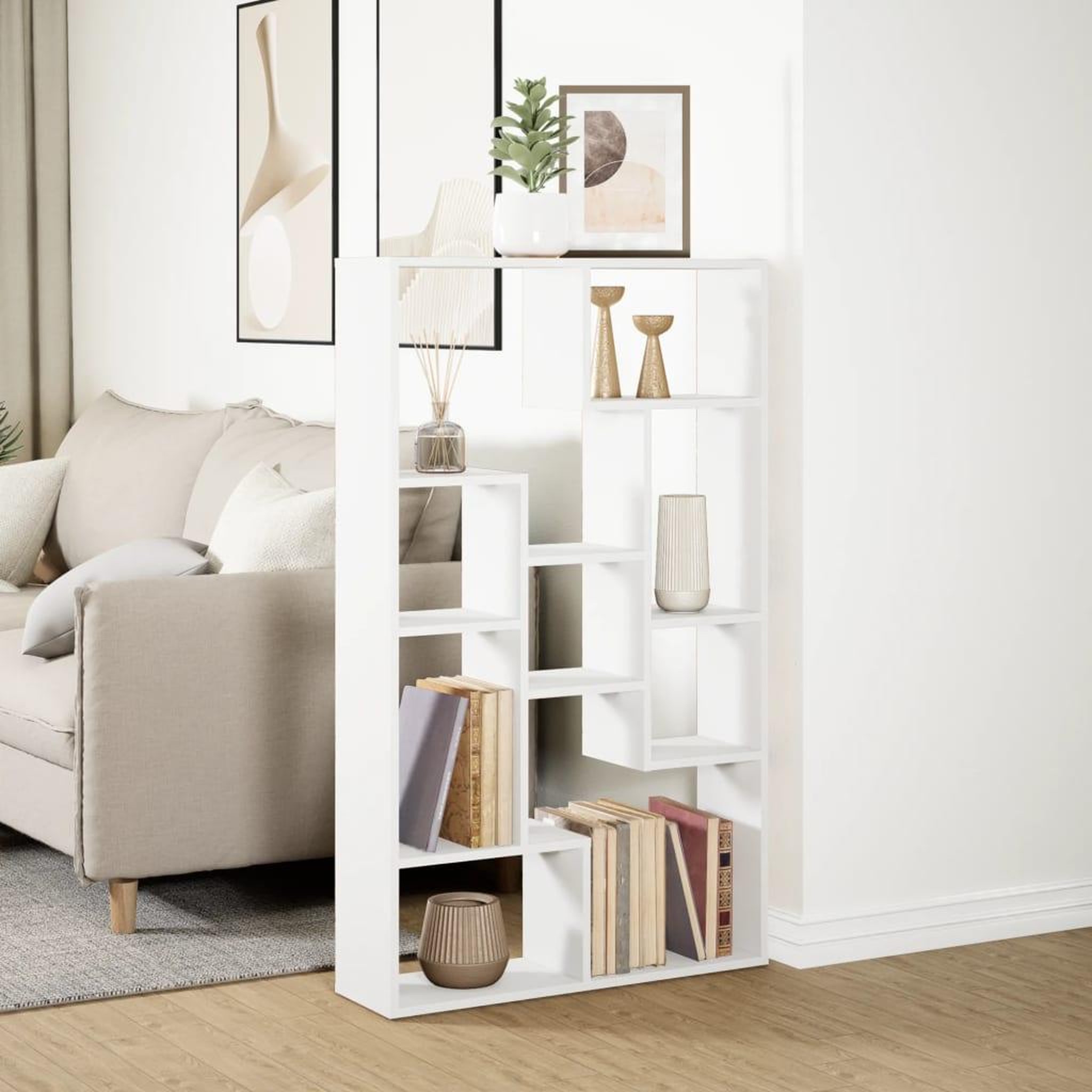 Voir la diapositive 4 : VIDAXL Bibliotheque blanc 72x20x120 cm bois d'ingenierie