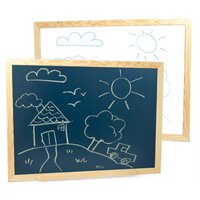 Relaxdays Tableau dessin enfant, 2 en 1, tableau à rouleau de  papier&panier, HLP 94x52x46,5 cm, tableau noir, rose/blanc