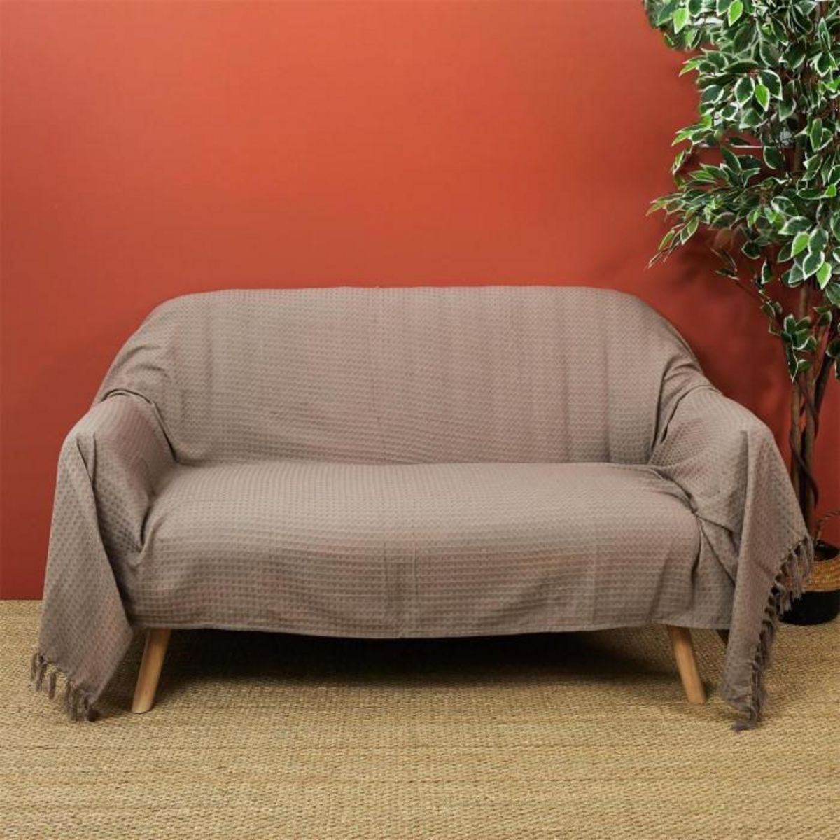 Paris Prix Jeté de Canapé  Gaufré  170x250cm Taupe