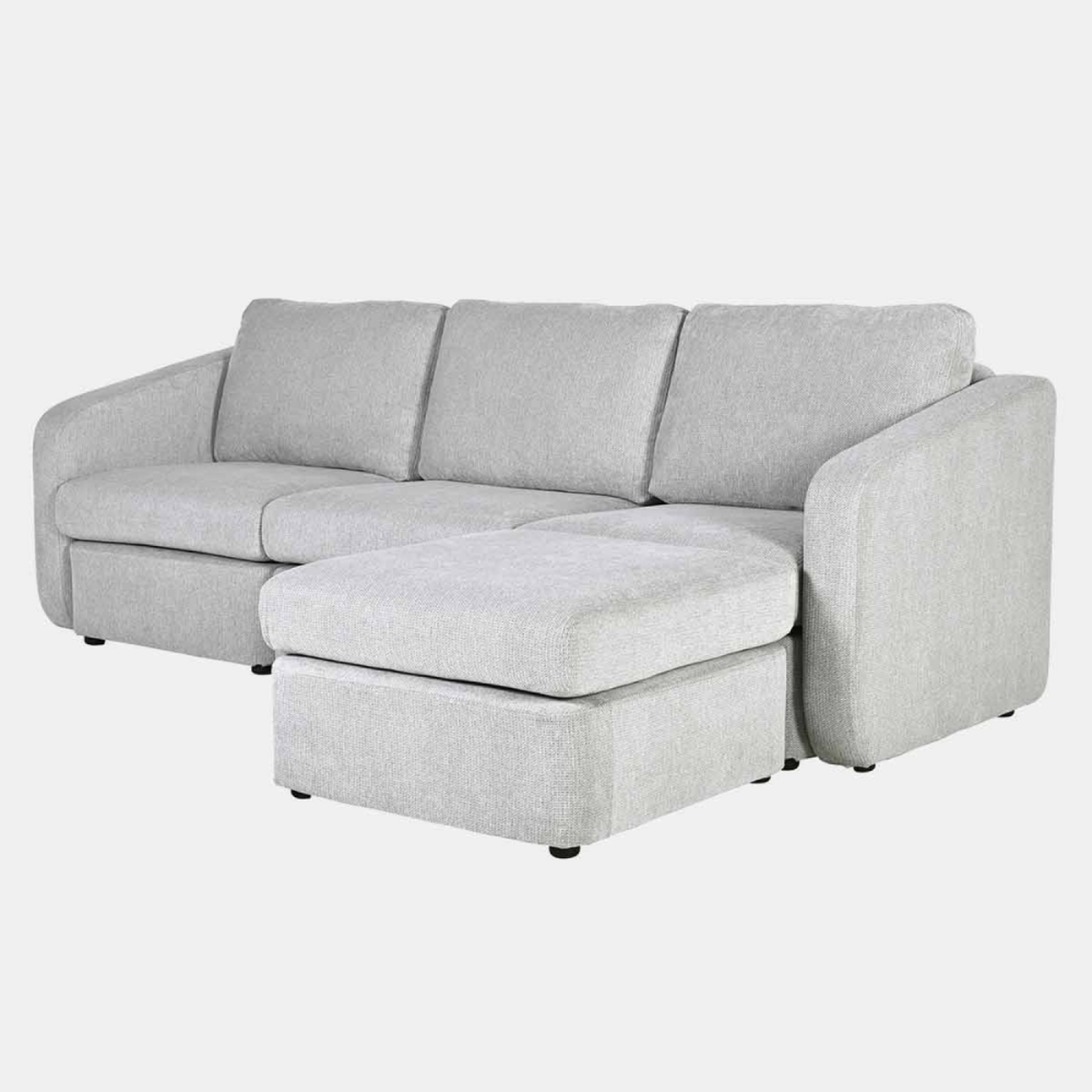 CONCEPT USINE Canapé modulable 3 places gris clair avec pouf KONEKT