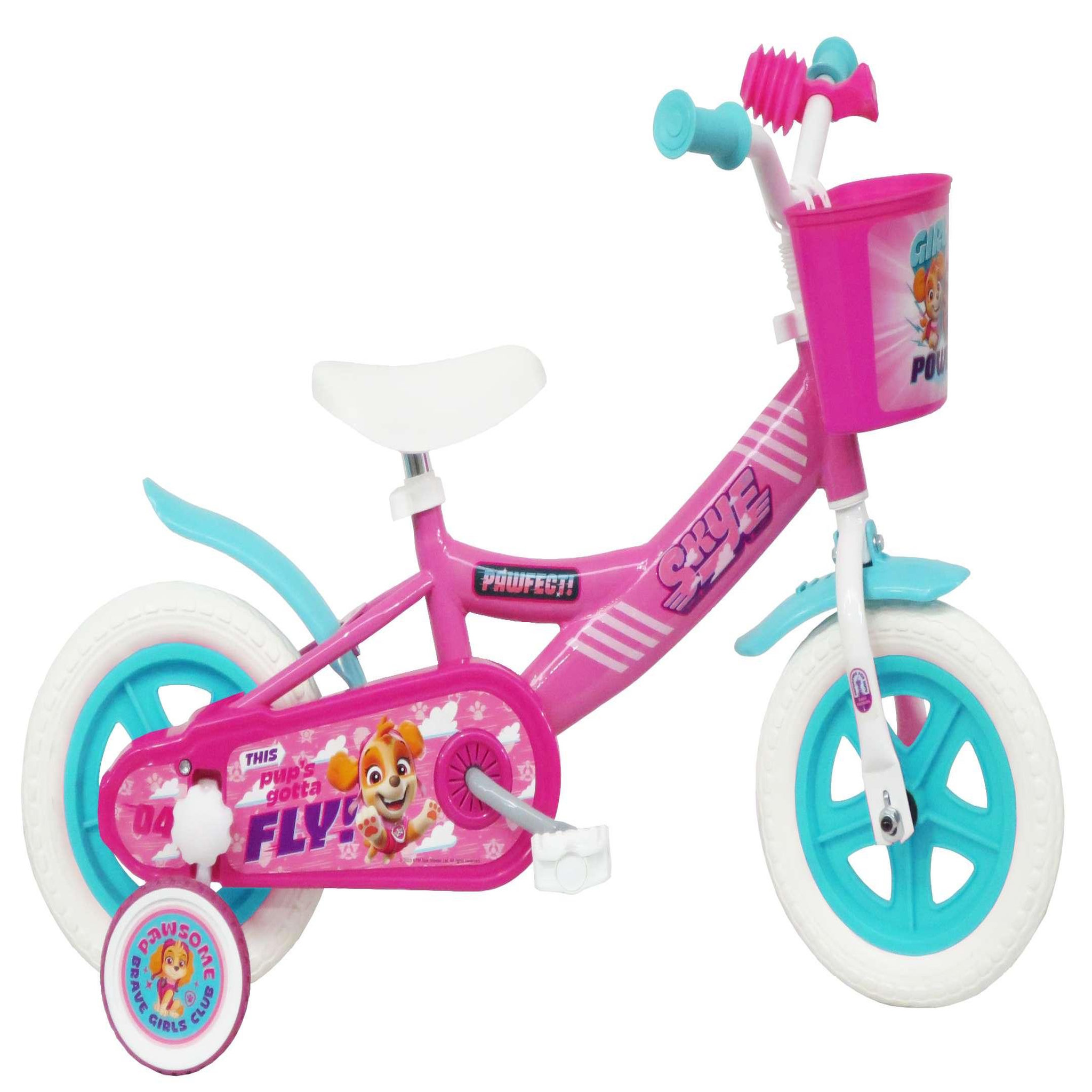 Nickelodeon Vélo enfan - Modèle 10'' Pat Patrouille à l'effigie de Stella  pour enfant de 75/90 cm avec stabilisateurs - Panier avant - Sans frein et roue batons
