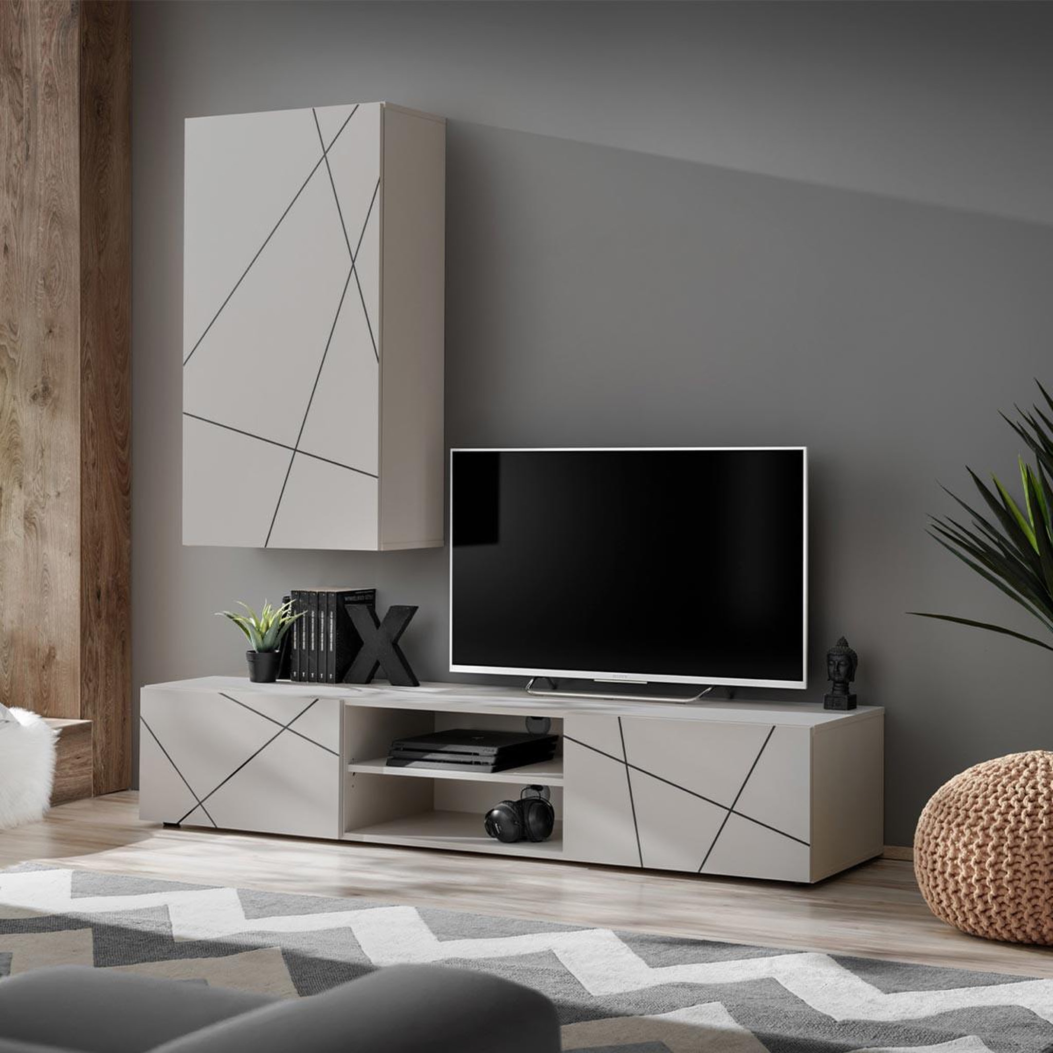 Paris Prix Ensemble meuble tv 2p  geo  180cm beige