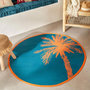 Voir la diapositive 2 : ATMOSPHERA Tapis Déco Palmier  Yucatan  120cm Bleu Canard