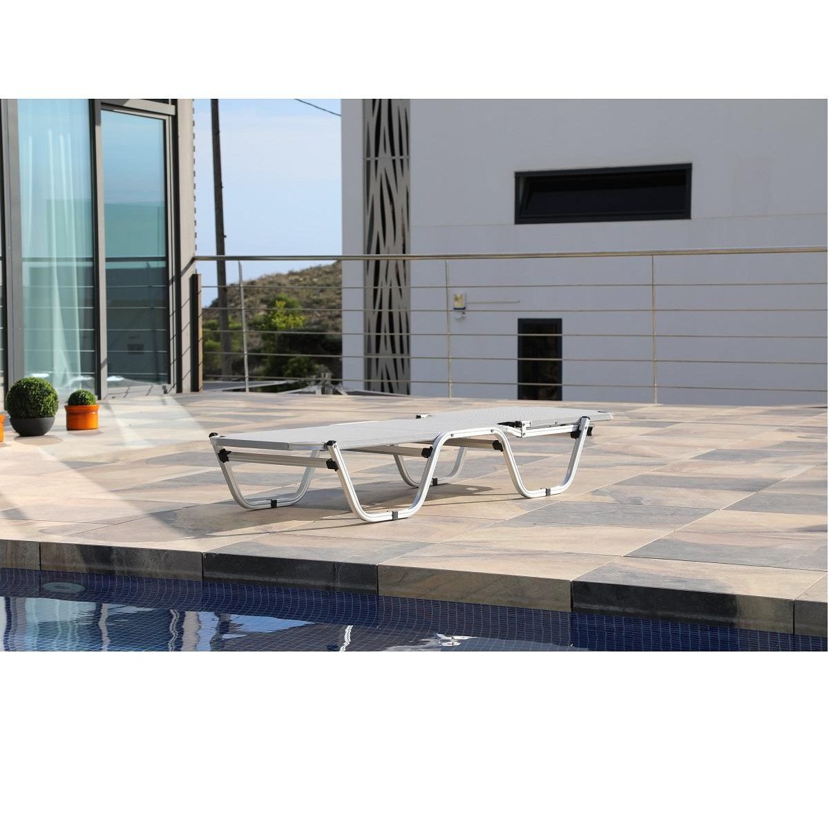 Bain de soleil multipositions aluminium gris JASMIN