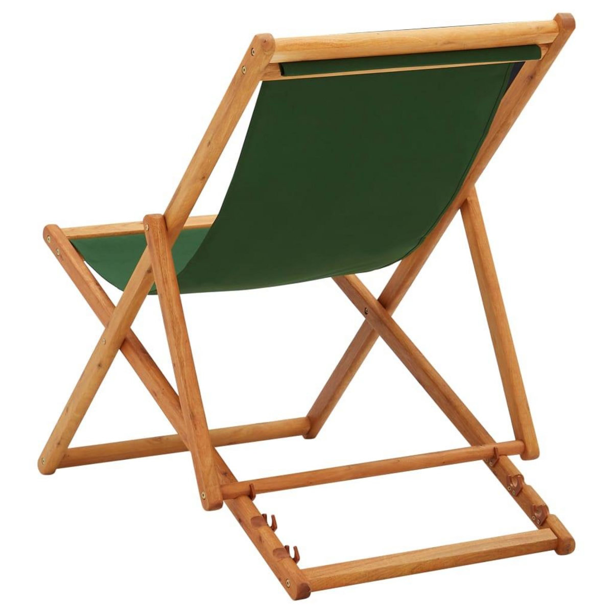 VIDAXL Chaise pliable de plage bois d'eucalyptus et tissu vert