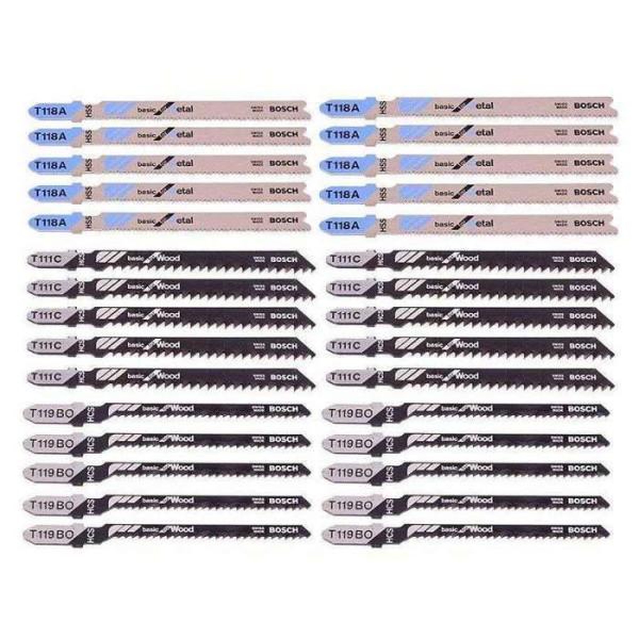 Voir la diapositive 3 : Bosch Professional Kit de lames de scie sauteuse - BOSCH - 2607010903 - 30 lames - Bois tendre et métal - Coups courbes et droits