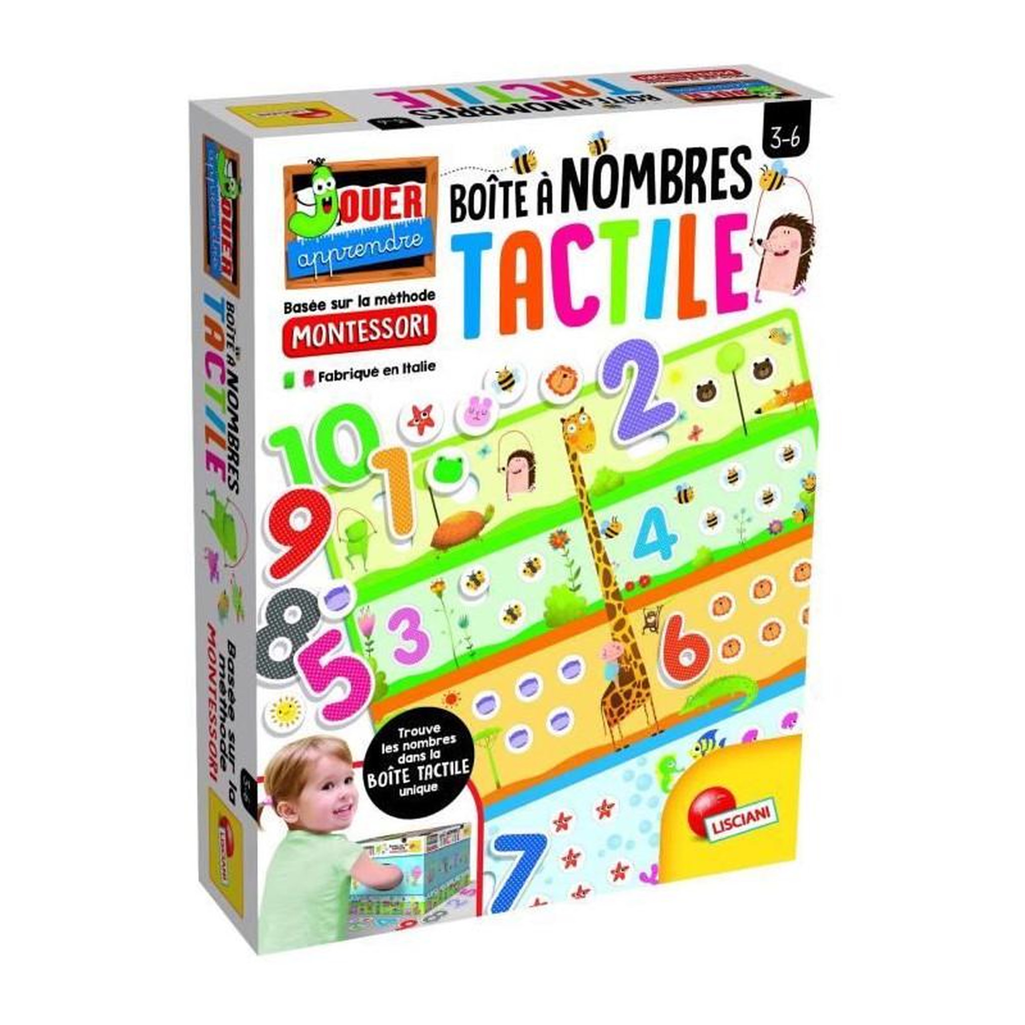 Voir la diapositive 2 : LISCIANI GIOCHI Jeu de la Boîte a nombres - LISCIANI - Puzzle tactile Montessori
