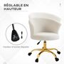 Voir la diapositive 5 : VINSETTO Chaise de bureau design effet courte laine bouclée piètement métal doré blanc