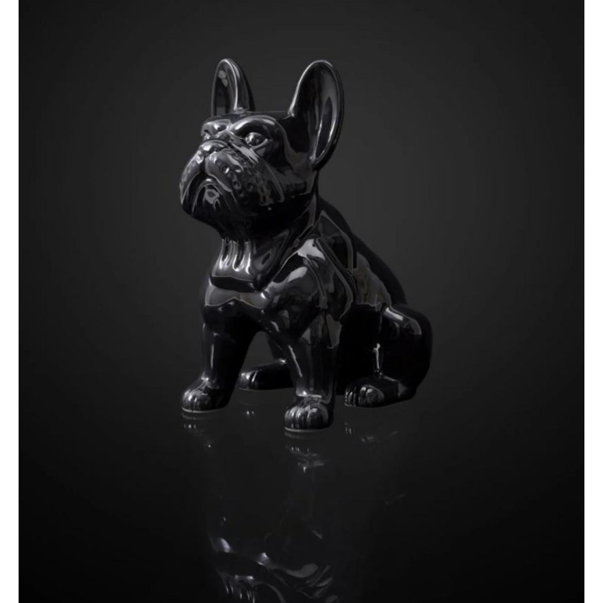 Statuette Déco En Céramique "bulldog" 30 cm Noir