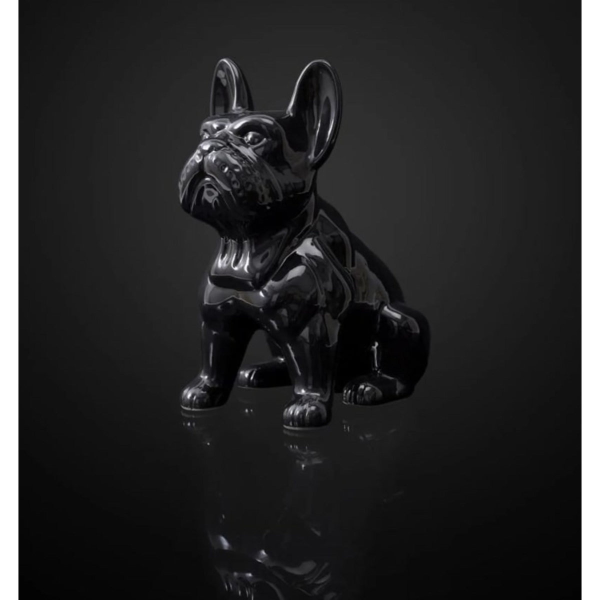 Statuette Déco En Céramique "bulldog" 30 cm Noir