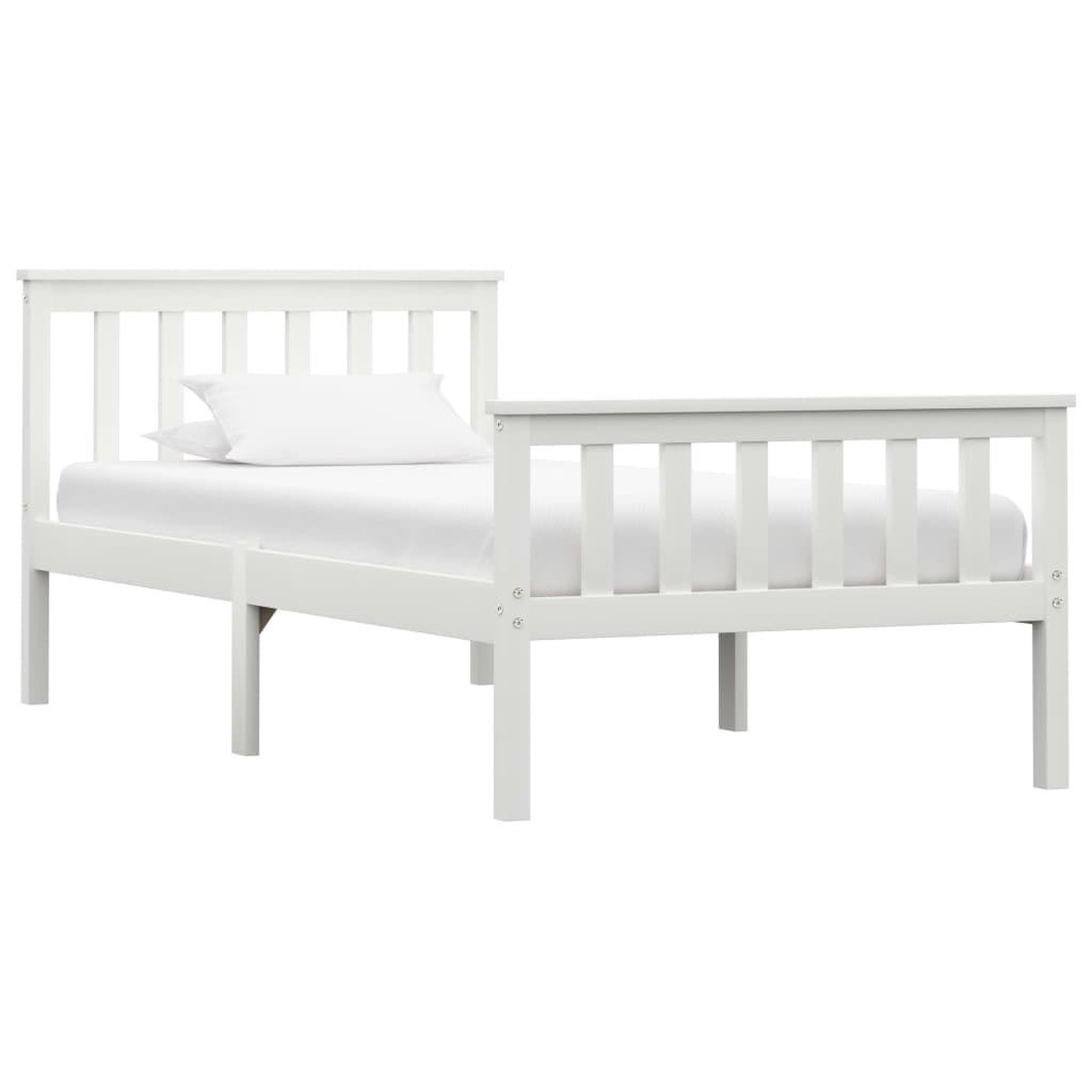 Voir la diapositive 1 : VIDAXL Cadre de lit Blanc Bois de pin massif 100 x 200 cm