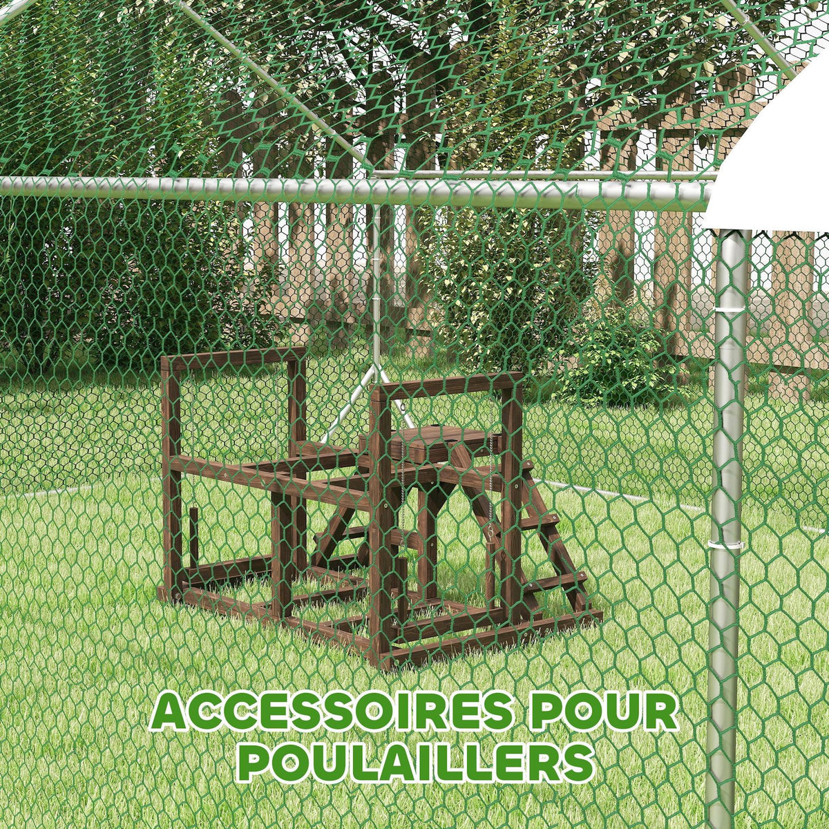 PAWHUT Balançoire - perchoir pour poule, échelles - aire de jeu chicken activity - dim. 82 x 60 x 75 cm - bois cèdre verni