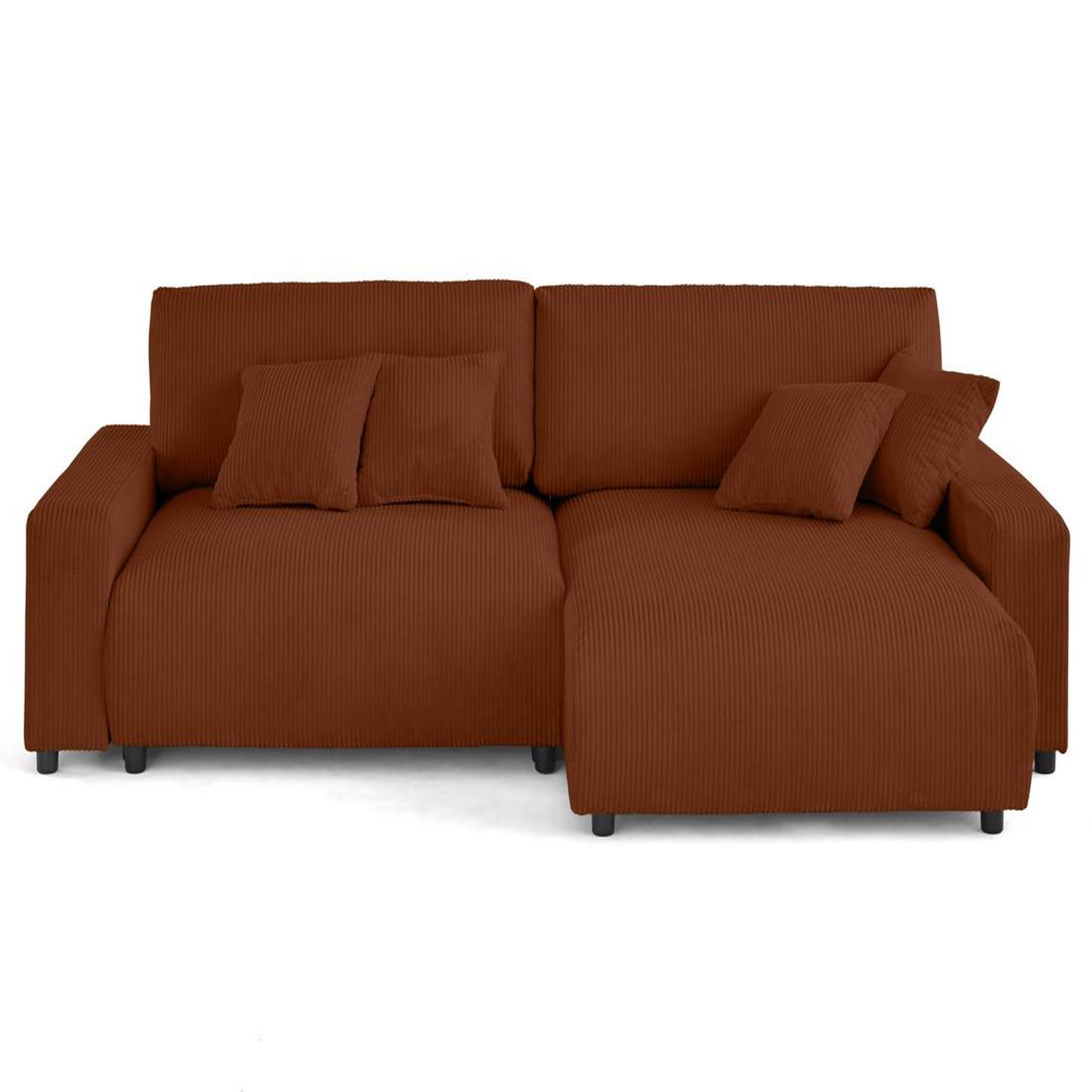 Voir la diapositive 1 : LISA DESIGN Pivoine - canapé d'angle 4 places réversible convertible avec 2 coffres en velours côtelé
