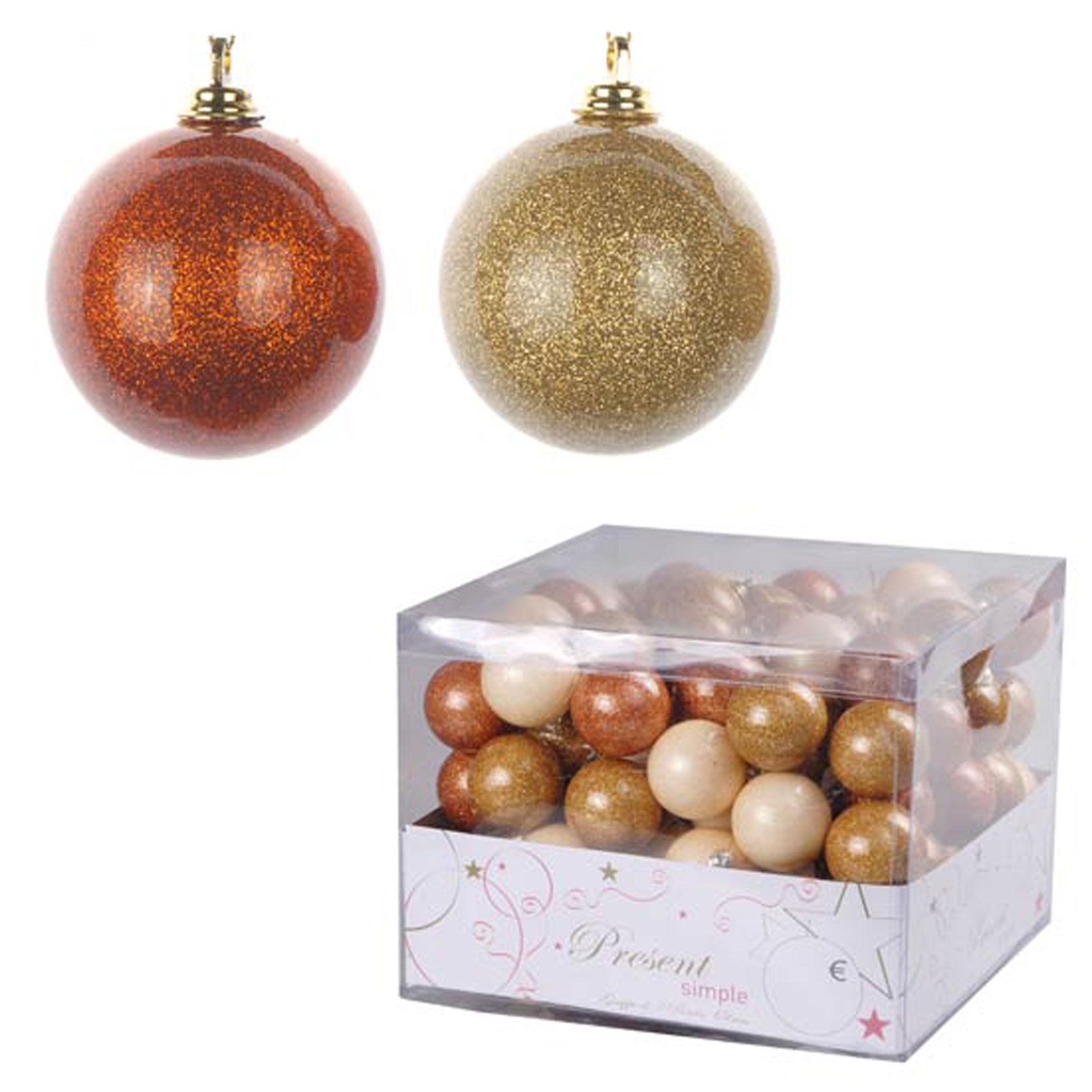 Voir la diapositive 3 : Eden Boule de noël – tons dorés – 6 cm