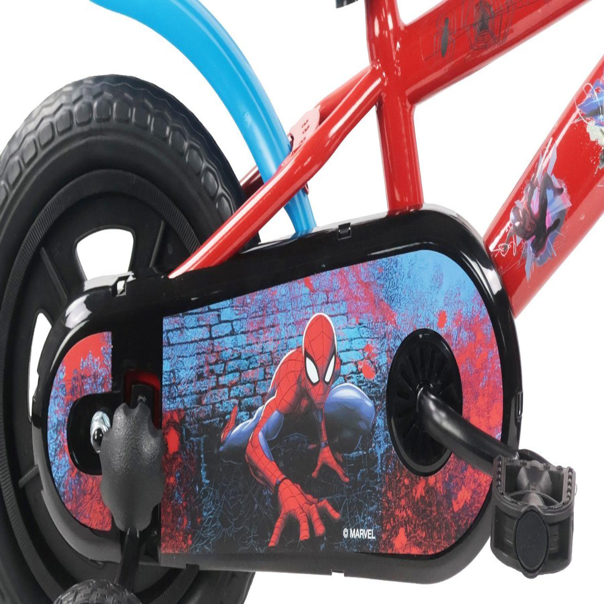 Voir la diapositive 5 : Spiderman Vélo enfant 10'' spiderman avec plaque avant décorative et garde boues + stabilisateurs