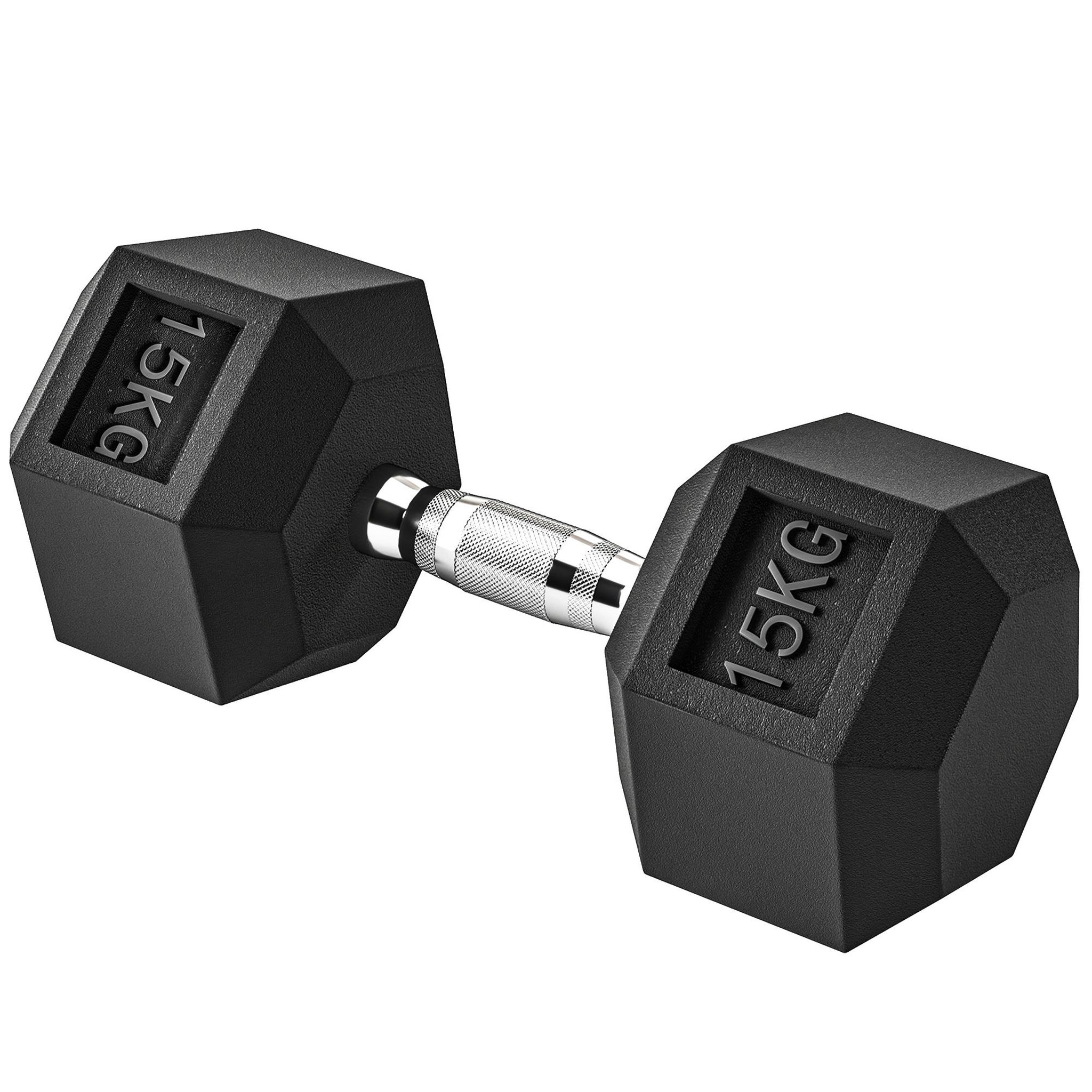 HOMCOM Haltère courte poids 15 kg - entraînement musculaire & haltérophilie - acier caoutchouc noir