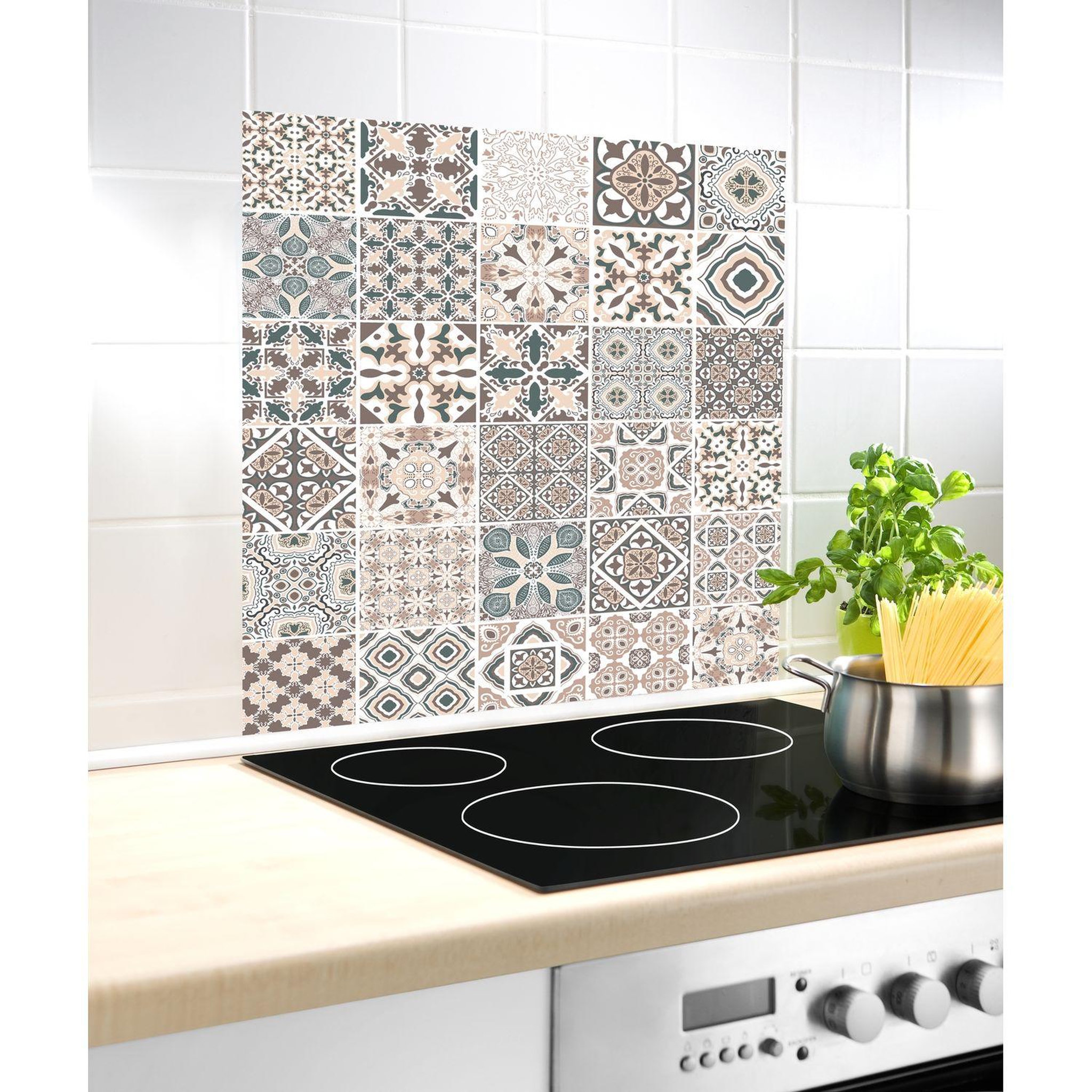 Wenko Fond hotte design carreaux - l. 60 x l. 70 cm - beige