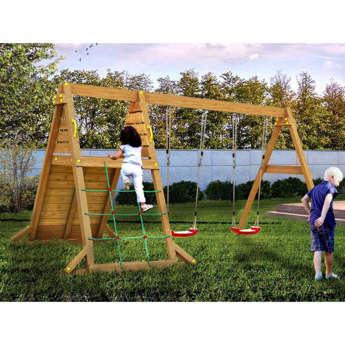 Fungoo Aire de jeux Spider King avec balançoire double - Fungoo