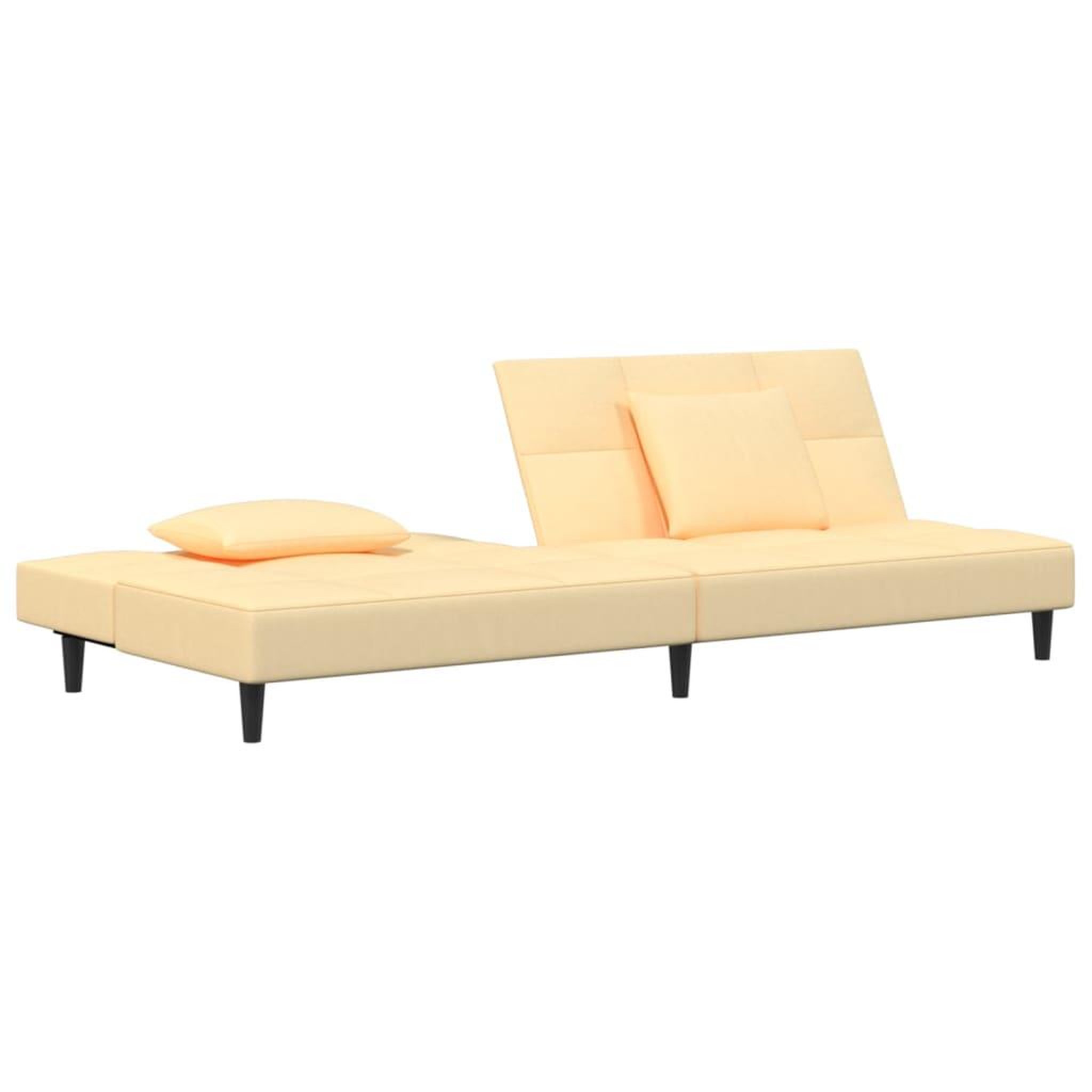 Voir la diapositive 4 : VIDAXL Canape-lit a 2 places avec deux oreillers creme velours
